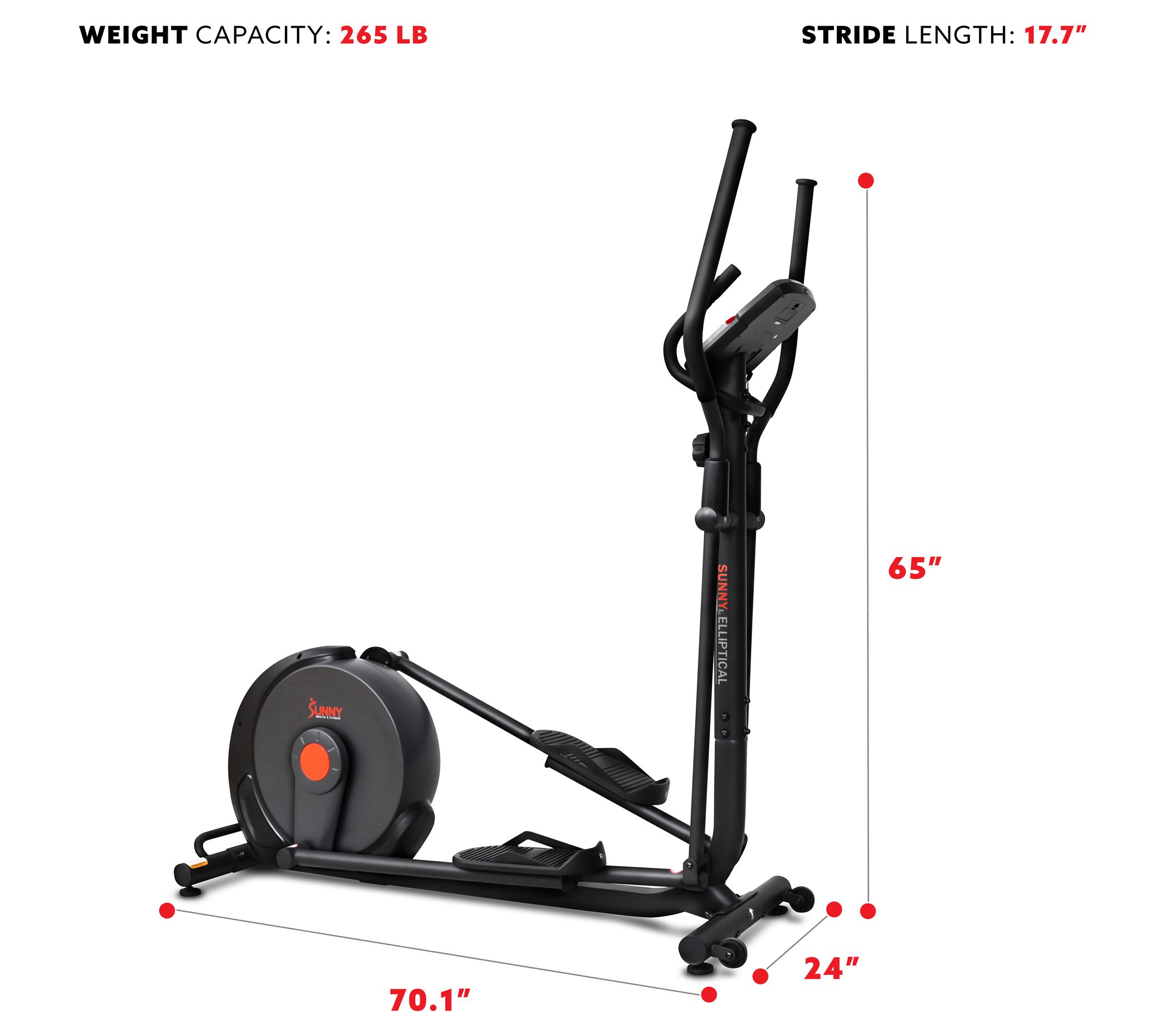 Sunny Health & Fitness Power Stride Smart Elliptical Trainer