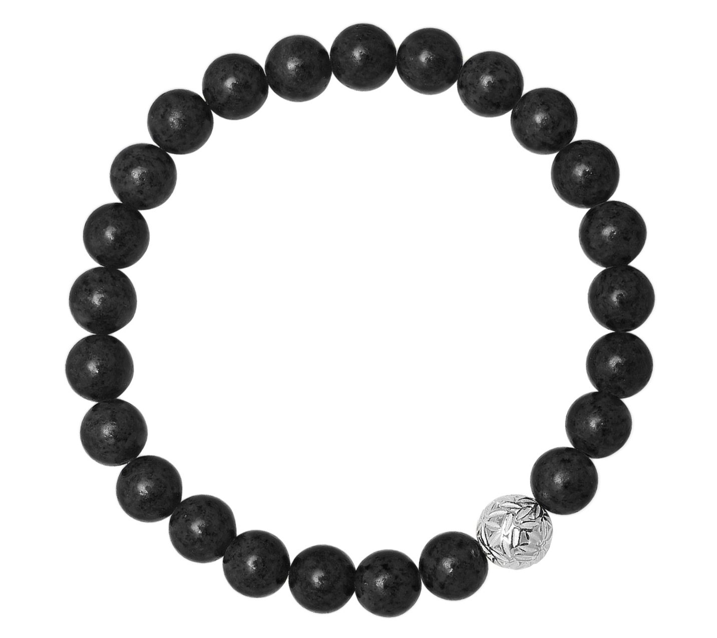 Silver Style Men's Gemstone Beaded Bracelet, Sterling