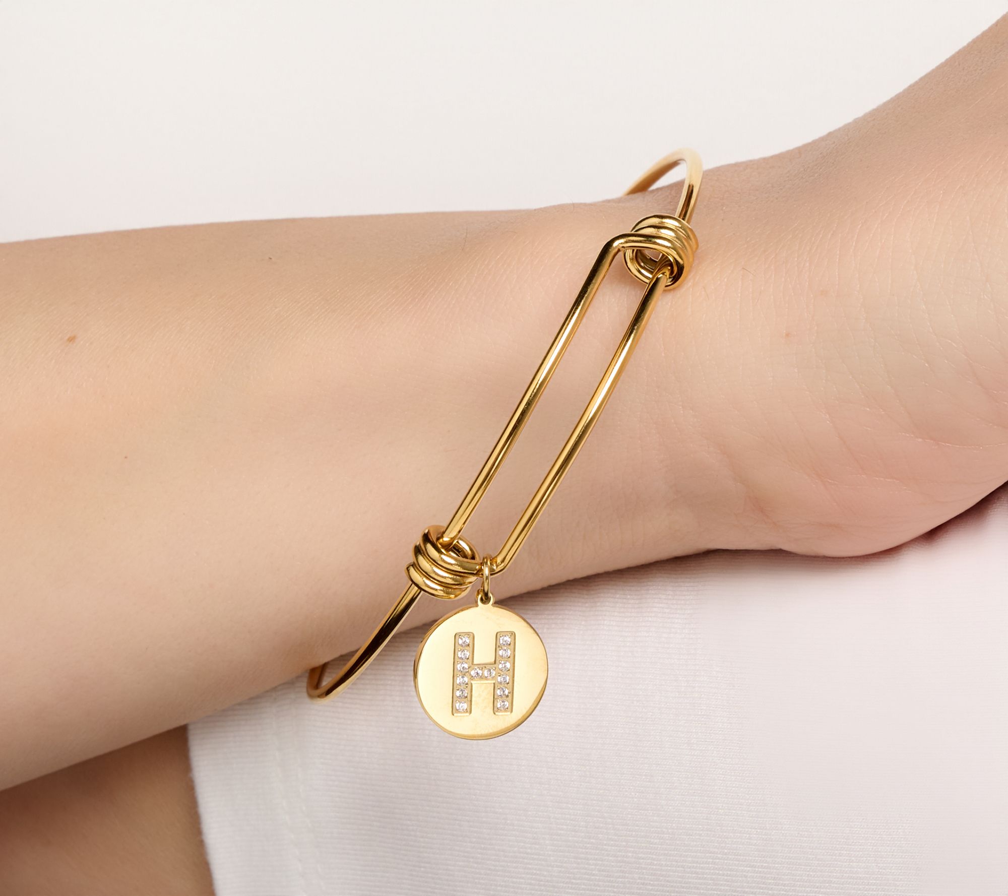 Steel by Diamonique Initial Bracelet, Goldtone