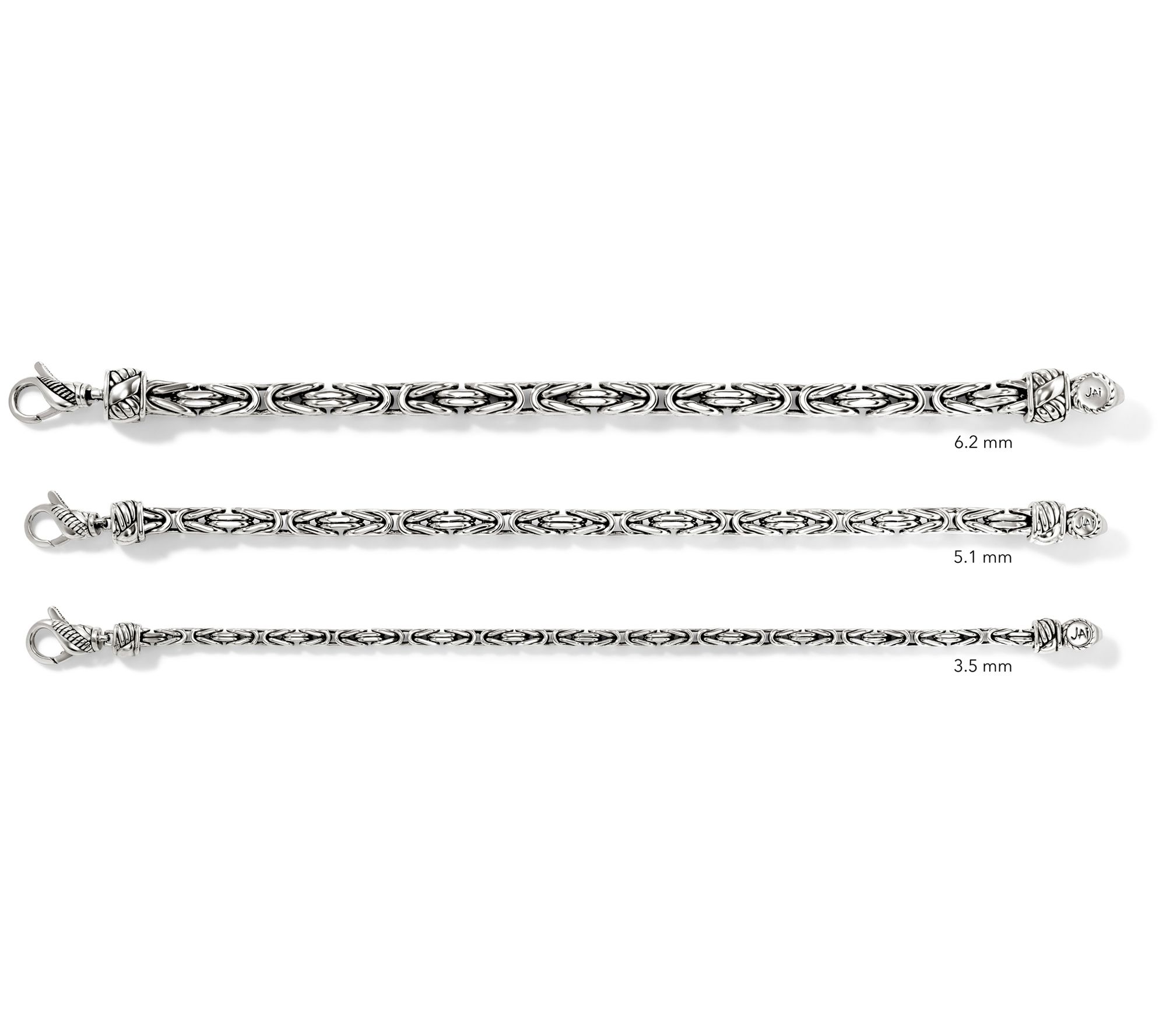 JAI Sterling Silver 3.5mm Byzantine Bracelet