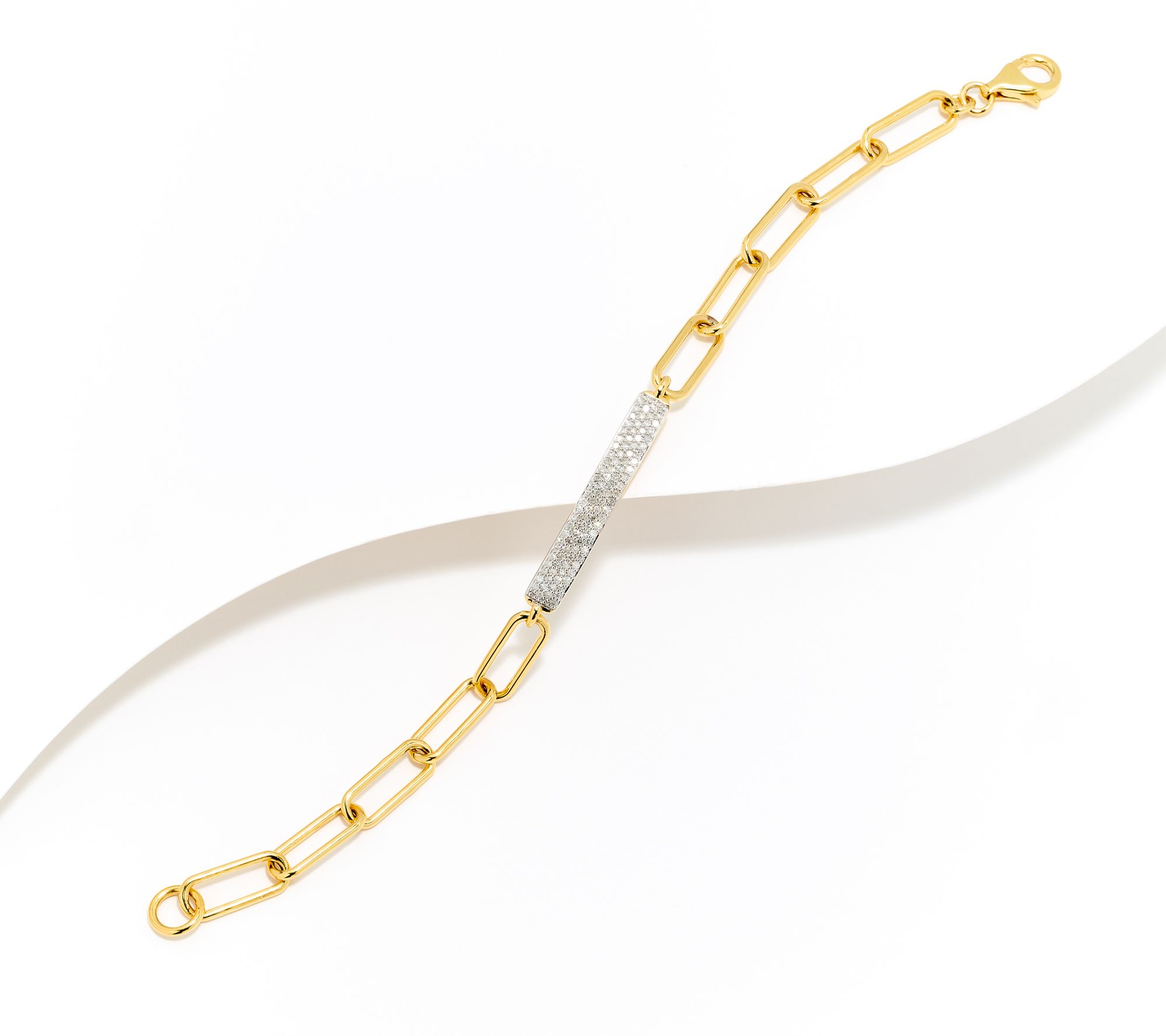 Affinity Diamonds 0.5 cttw Bar Paperclip Chain Bracelet, Sterl