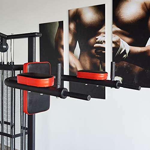 BalanceFrom-Home-Gym-System Workout-Station with 380LB of Resistance, 145LB-Weight Stack, Home Gym- Black & Red