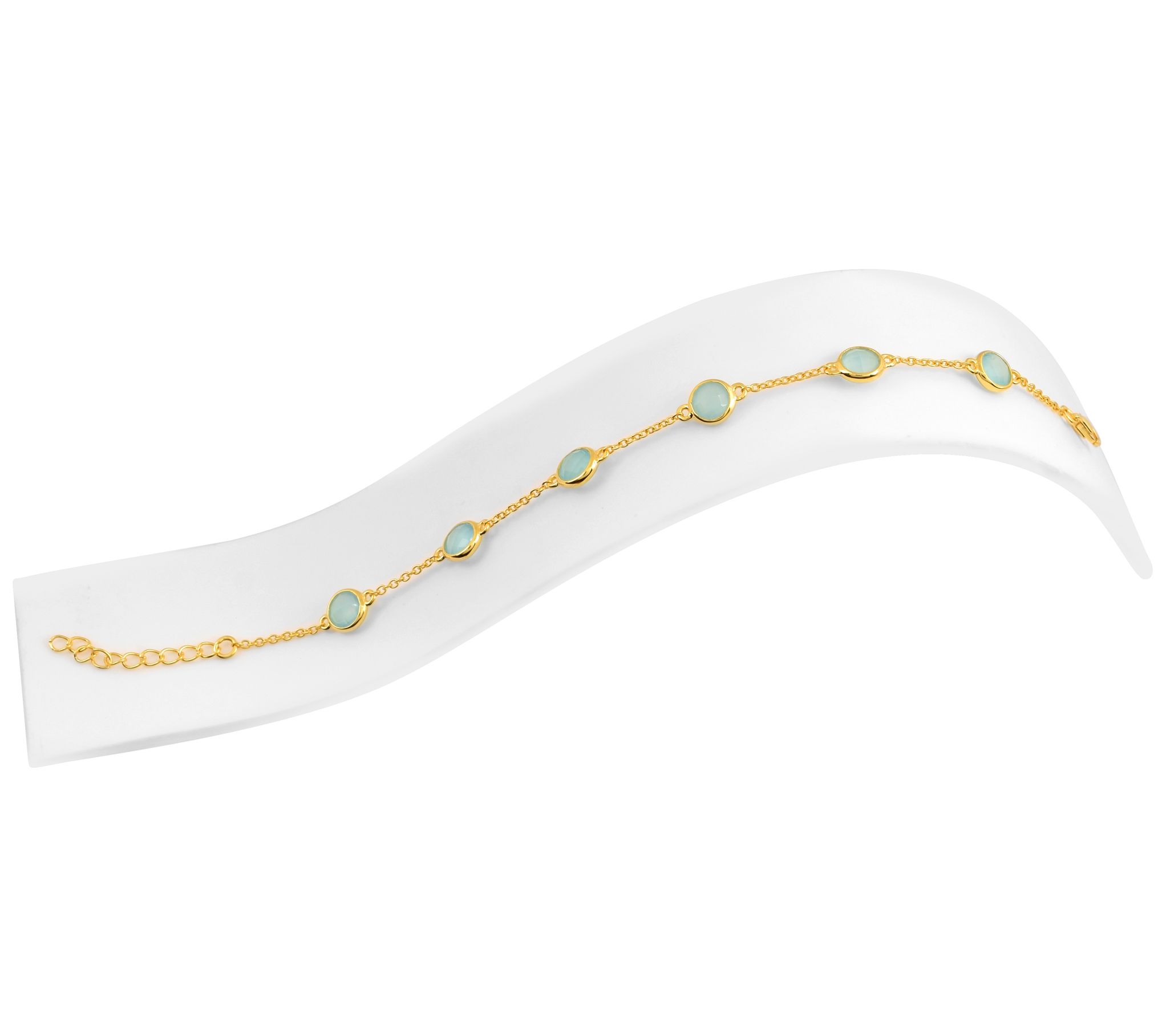 Affinity Gems Blue Chalcedony Bracelet, 14K Gold Plated