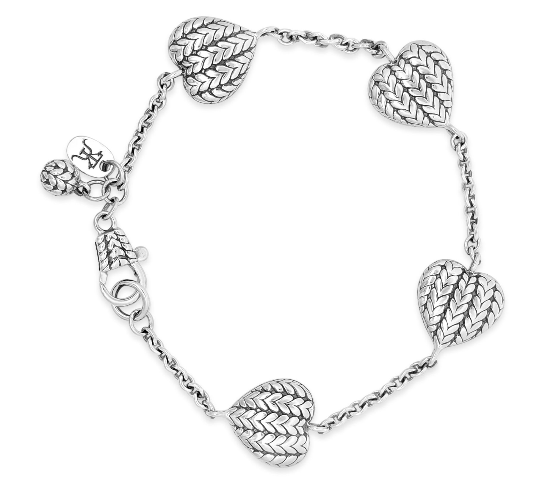 Tiffany Kay Studio Sterling Herringbone Heart Station Bracelet