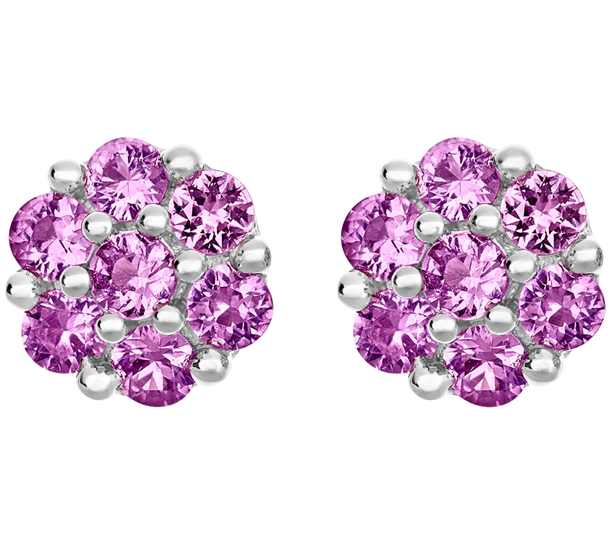 Sterling 1.05 cttw Sapphire Flower Stud Earrings