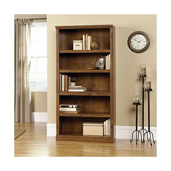 Sauder Oiled Oak Finish 5-Shelf Bookcase