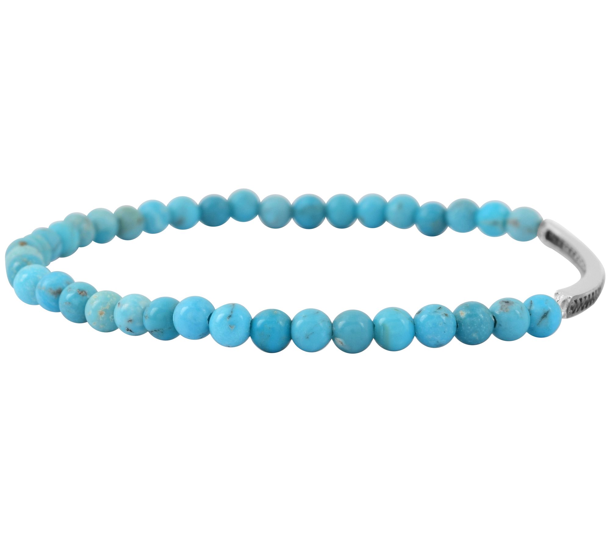 Sterling Silver Turquoise & Black Spinel Stretch Bracelet