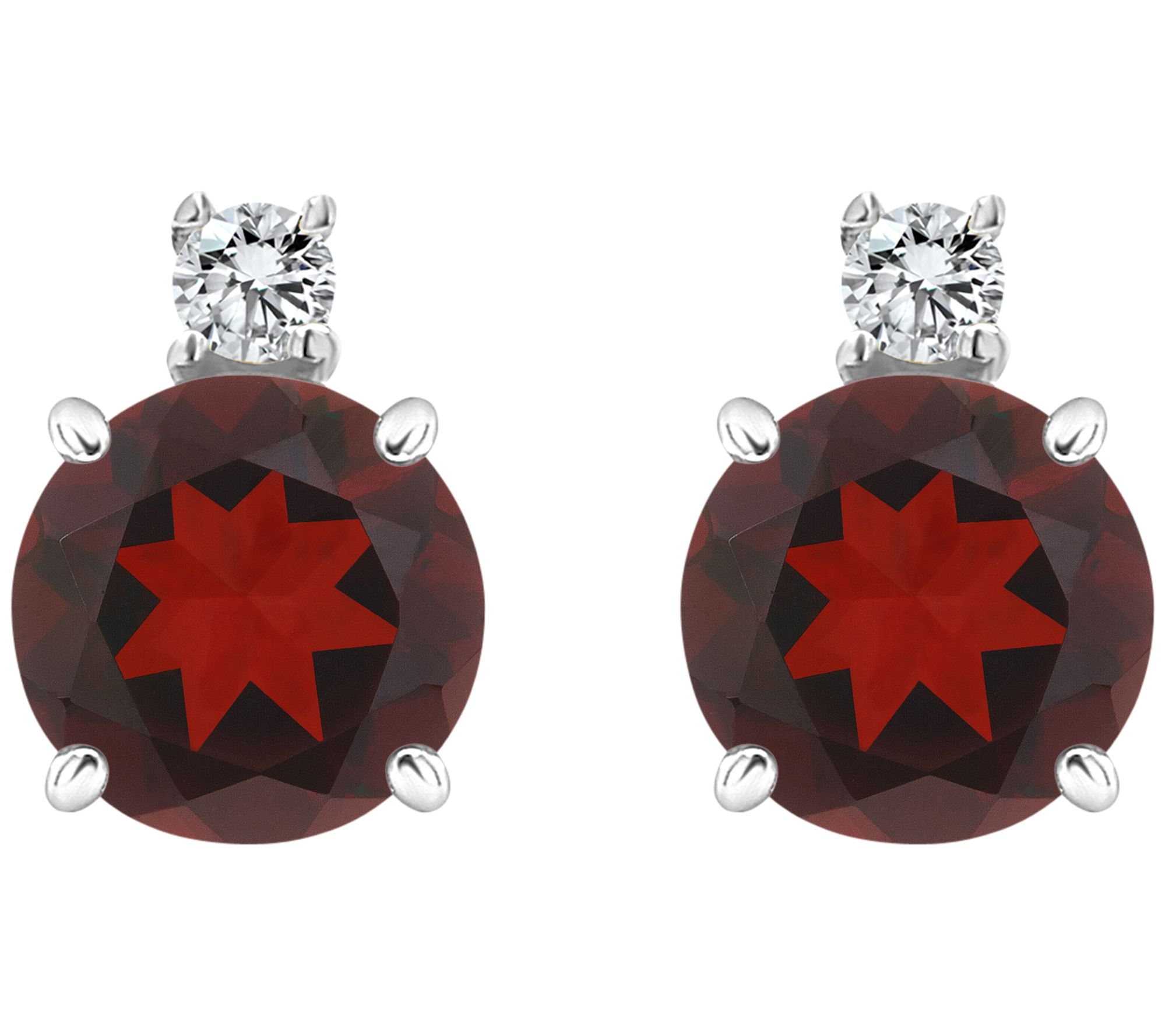 14K Gold 1.30 cttw Garnet & Diamond Accent Stud Earrings