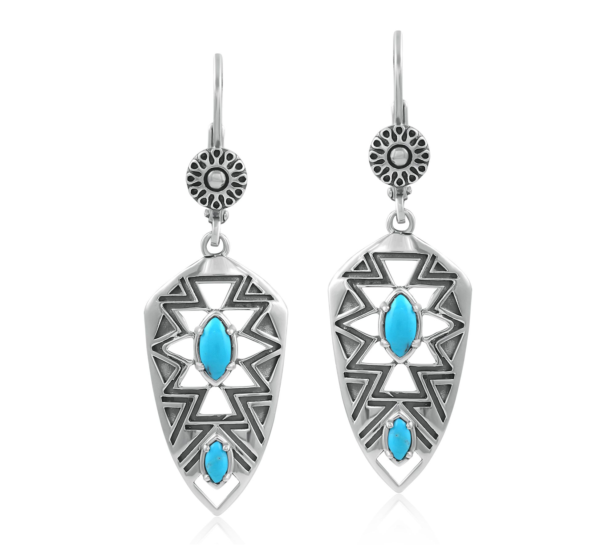 American West Sterling Patterned & Gemstone Dangle Earrings