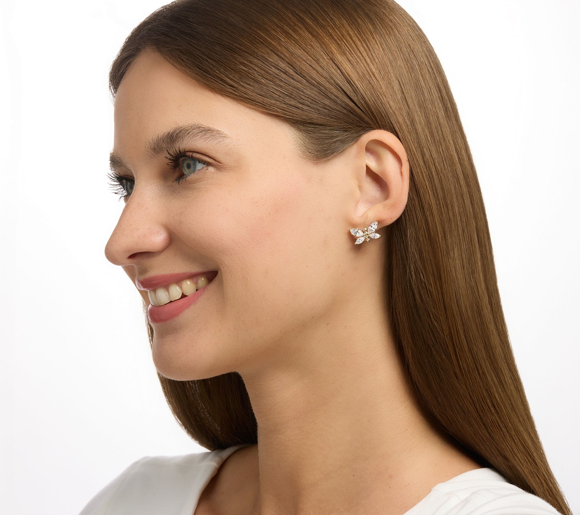 Diamonique x Lulu Frost Butterfly Stud Earrings, Sterling Silver