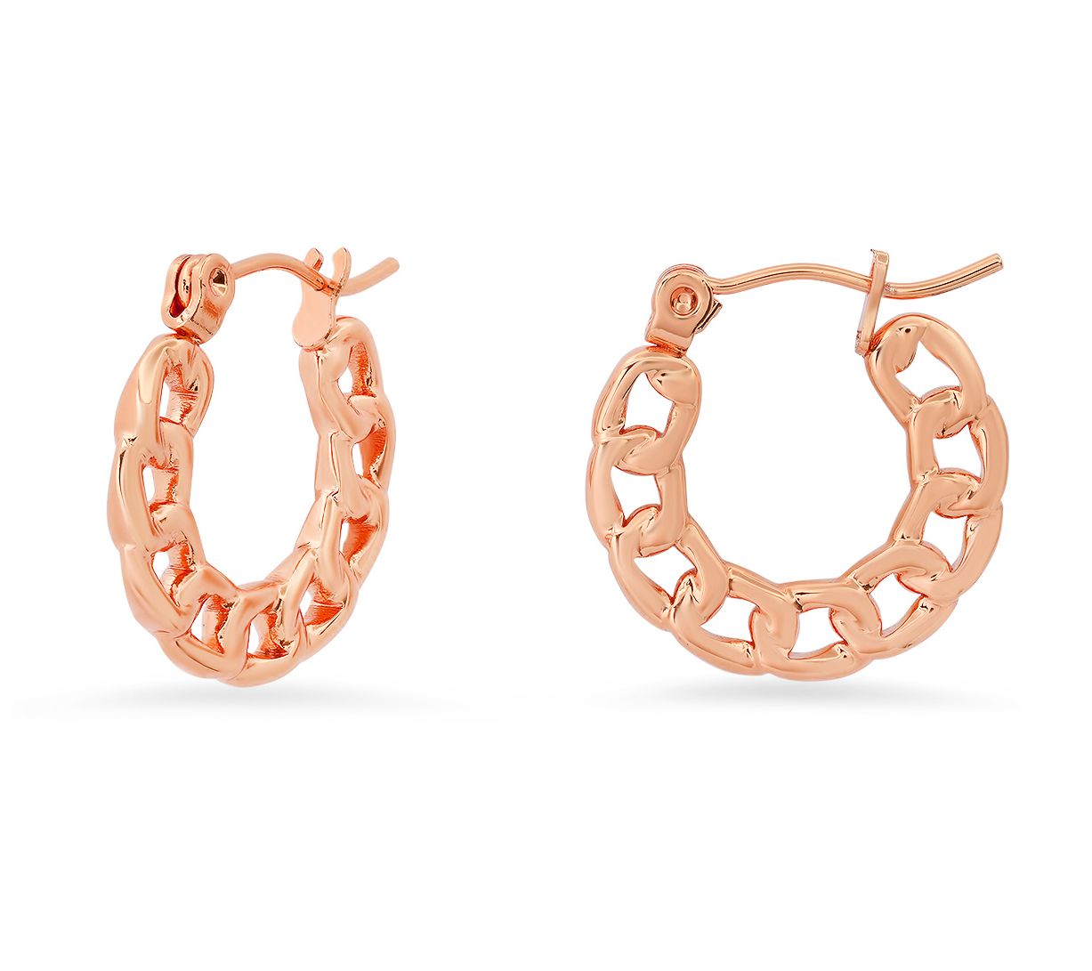 Steel by Design Cuban Link Chain Hoop Earrings