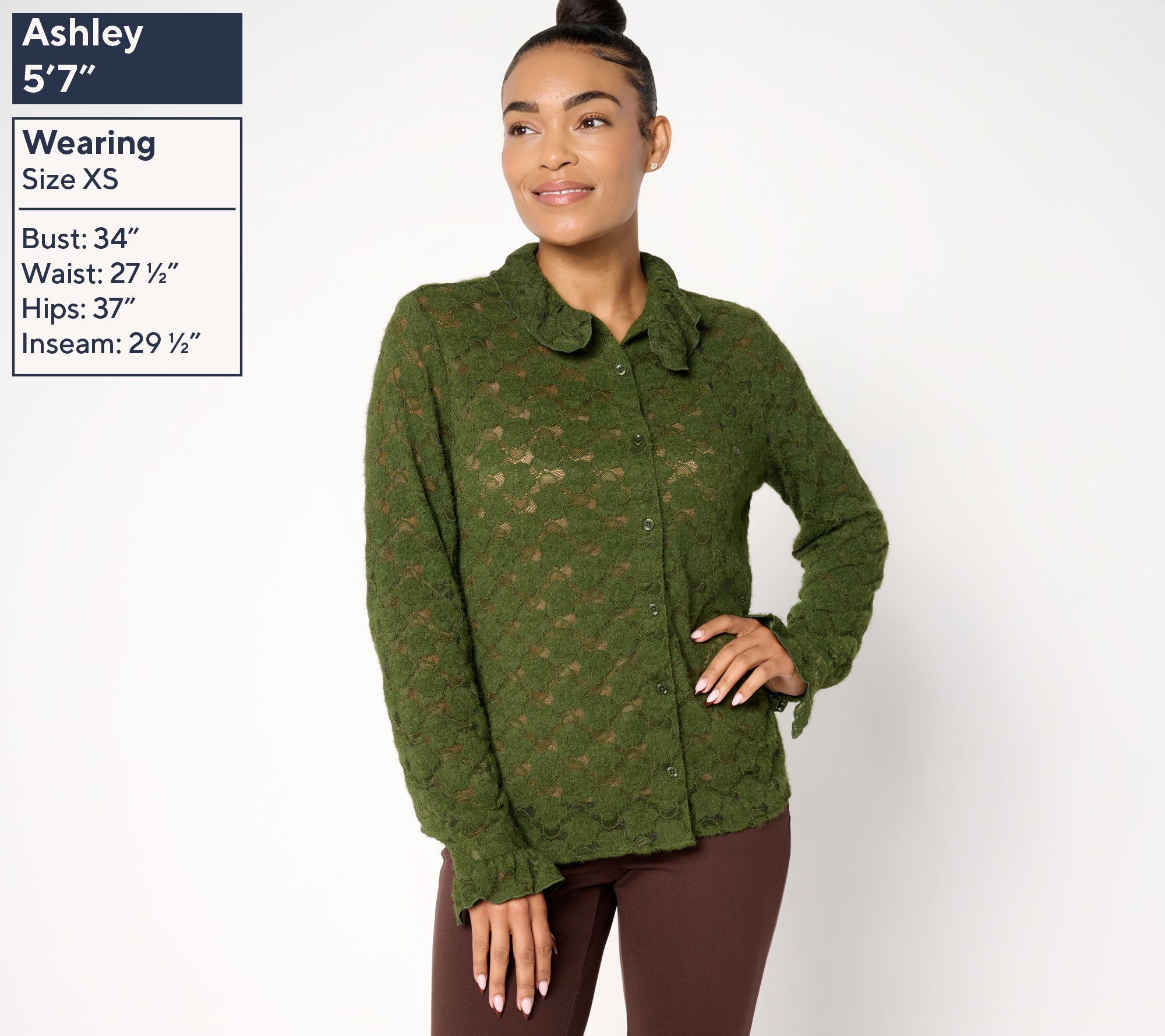 Studio Park x Sandra Bennett Woven Lace Button Front Blouse