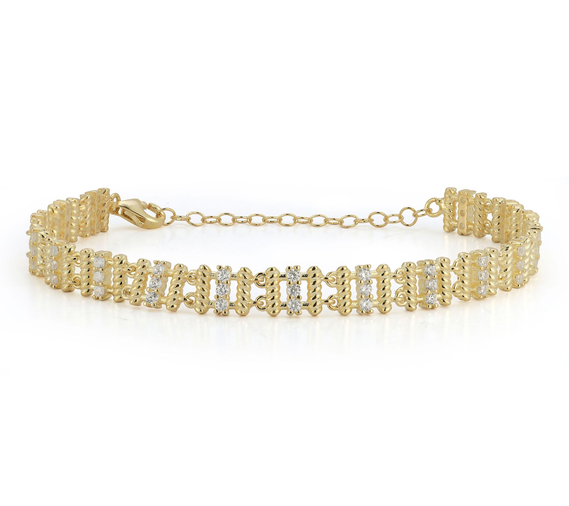 Sterlina Silver Pave Fence Frame Bracelet, Sterling