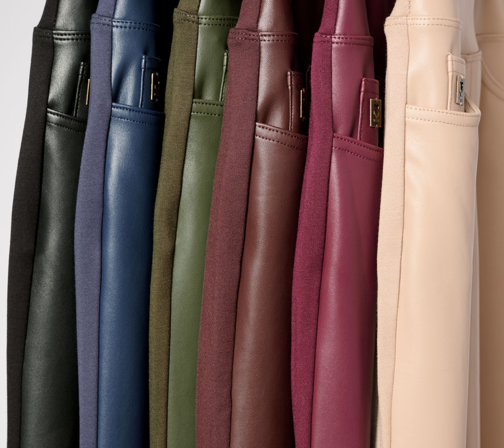 Belle by Kim Gravel Regular Faux Leather Front, Ponte Back Pant