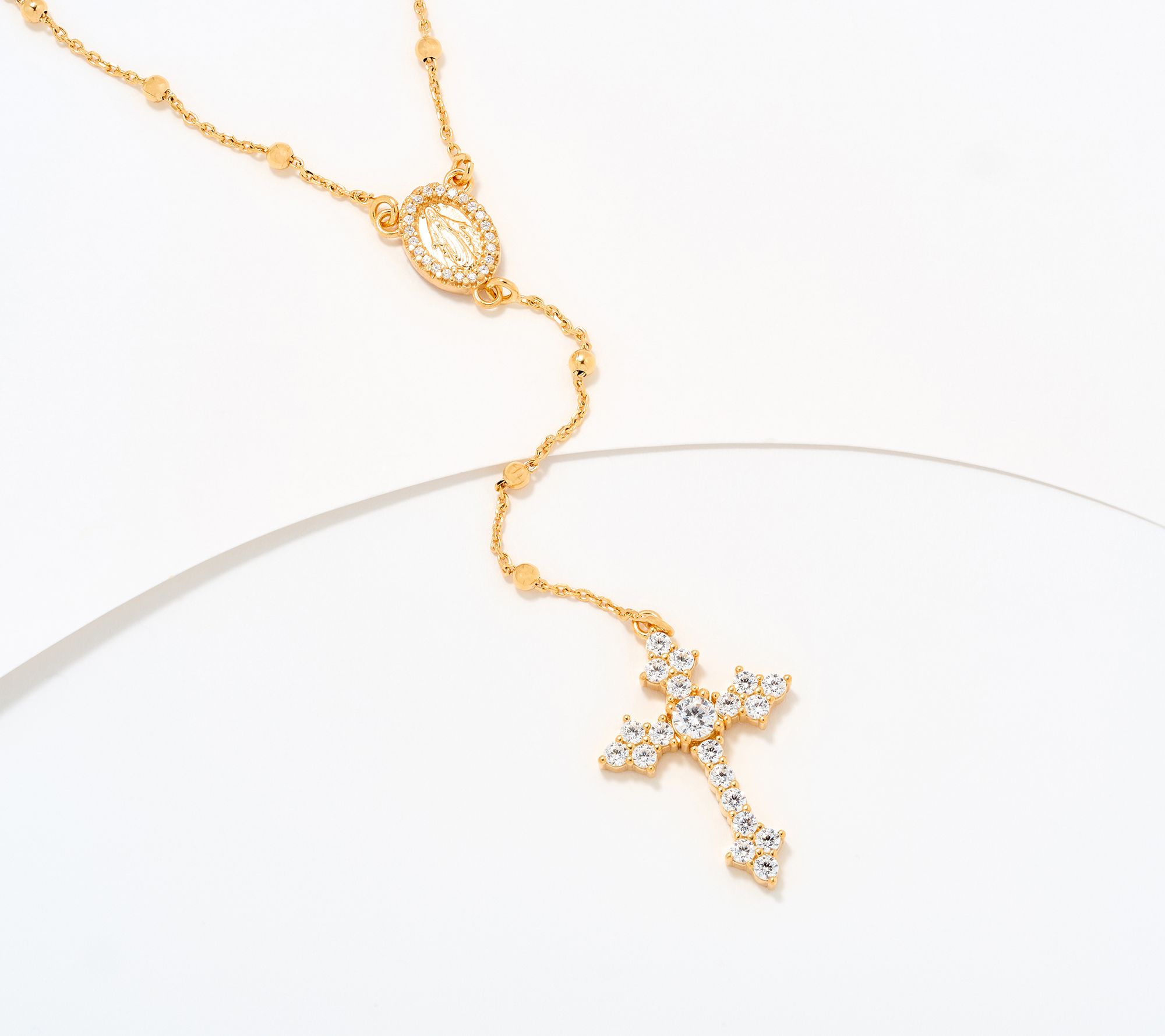 Diamonique Italia Rosary Necklace, Sterling Silver