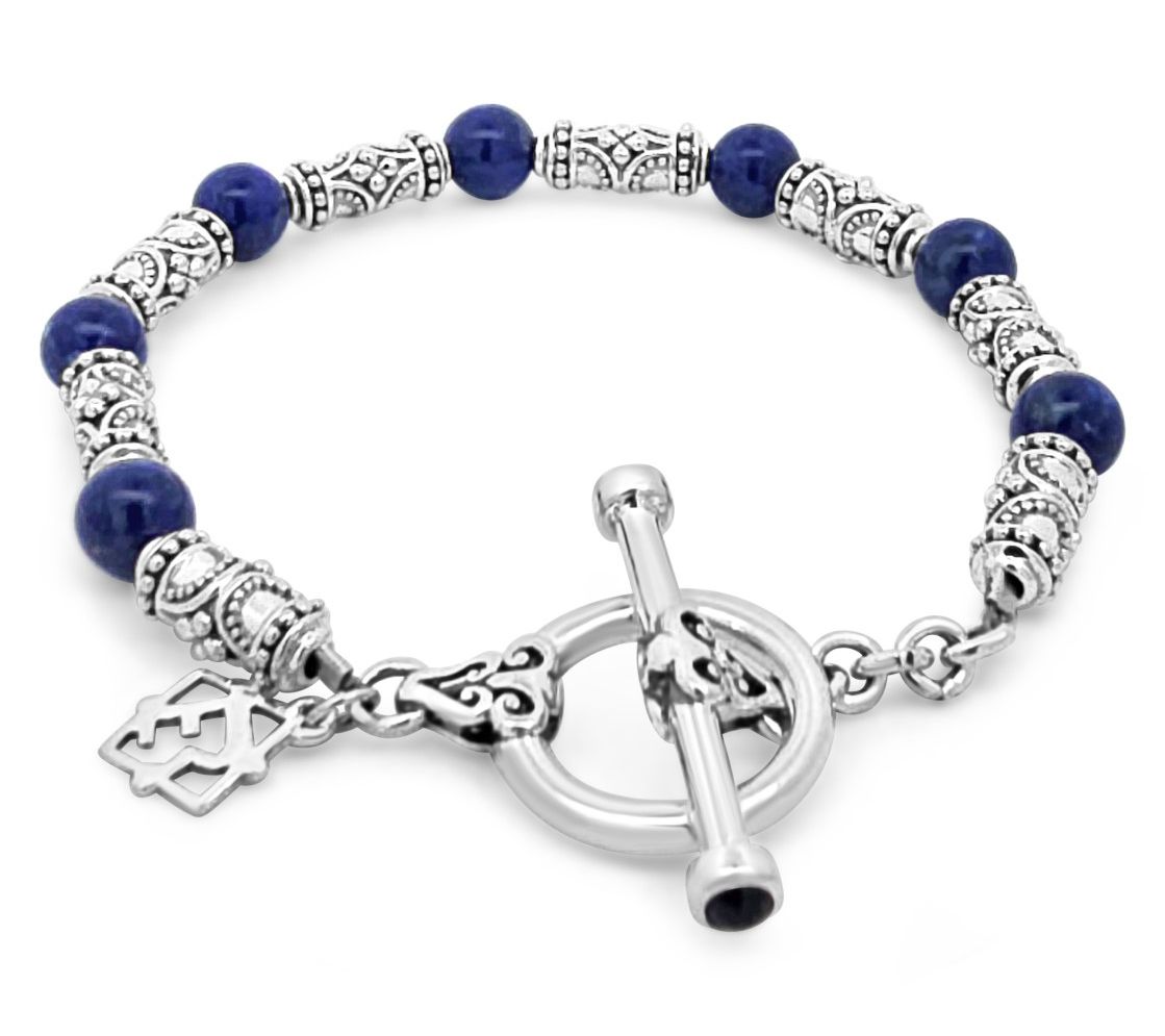 Elyse Ryan Sterling Silver Lapis Bali Station Bracelet