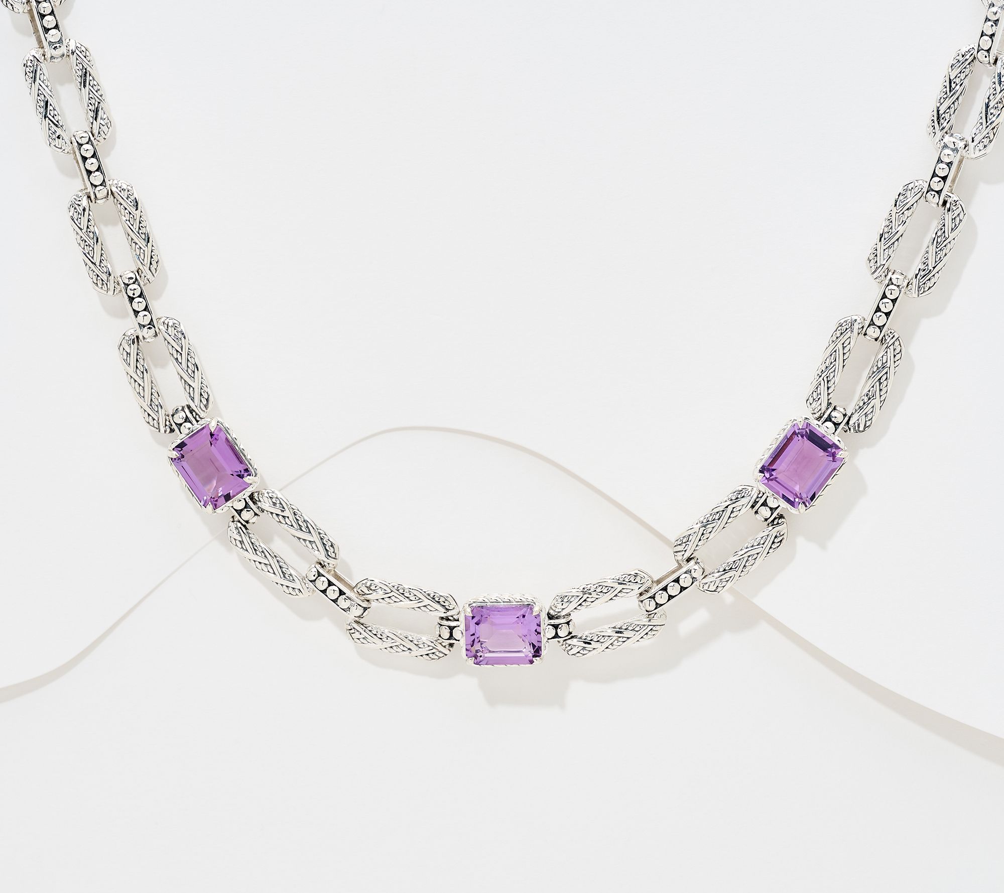 JAI Sterling Silver Legacy Woven Emerald Cut Gem 20