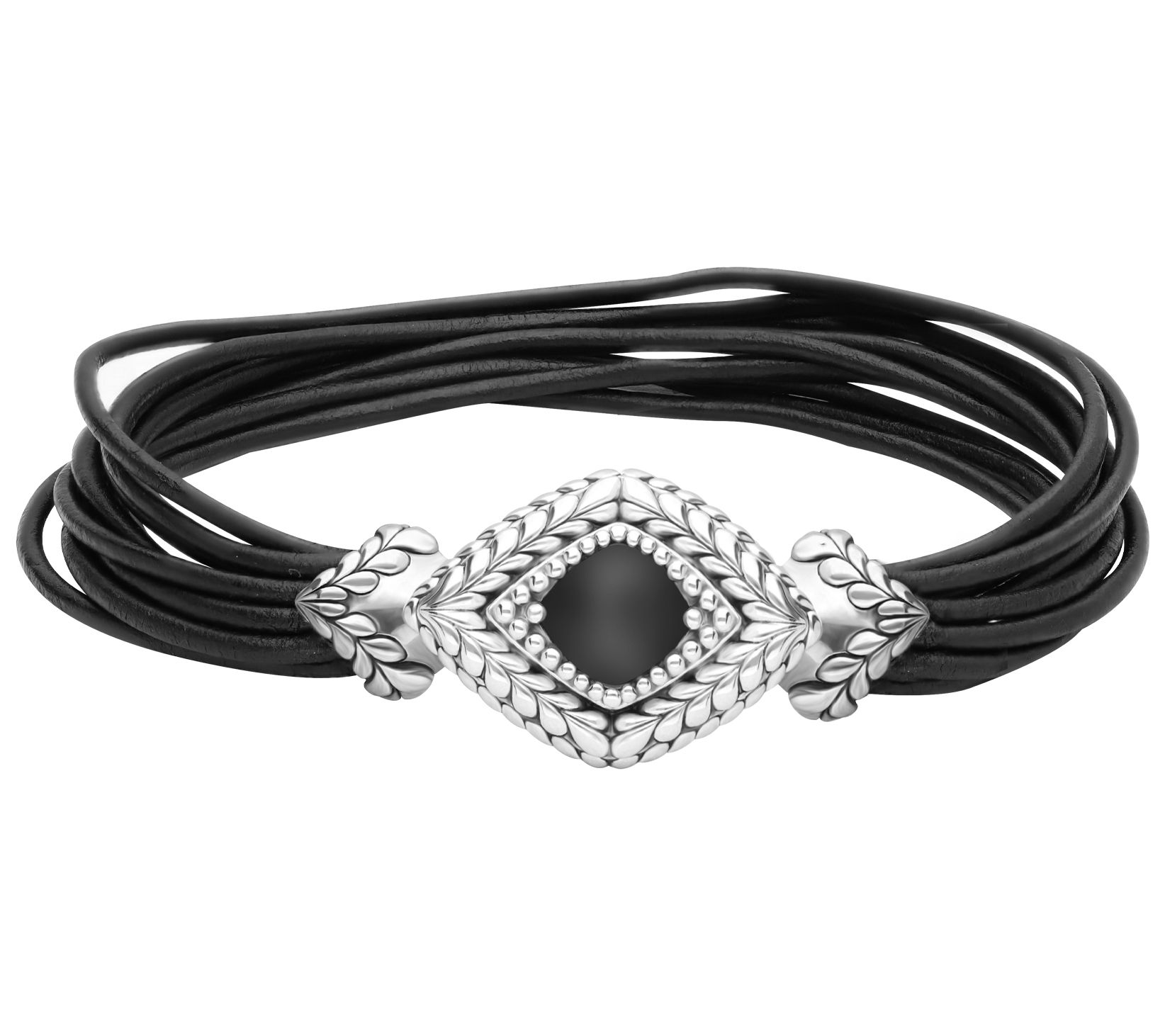 Tiffany Kay Studio Sterling Silver Onyx Leather Bracelet