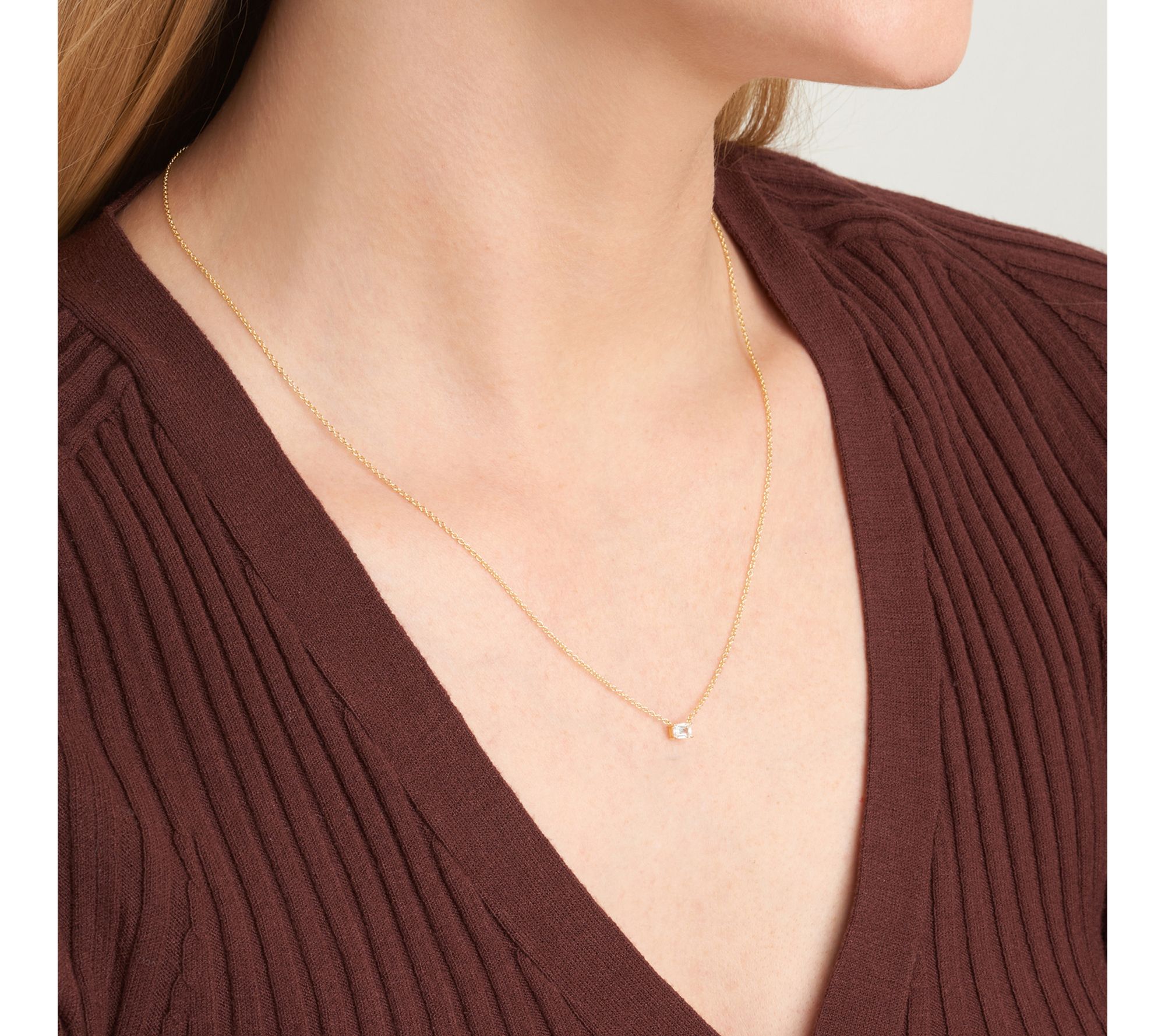 LuxLab 0.25 cttw Grown Diamond Necklace, 18K Go ld Plated