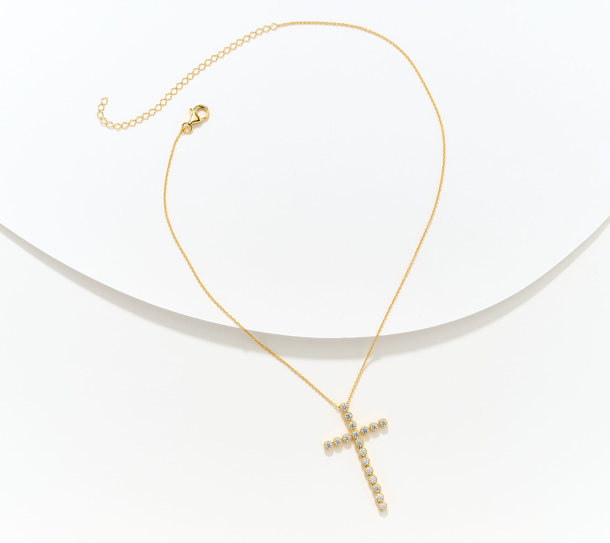 Diamonique x Jennifer Miller Flexible Cross Necklace, Sterling Silver