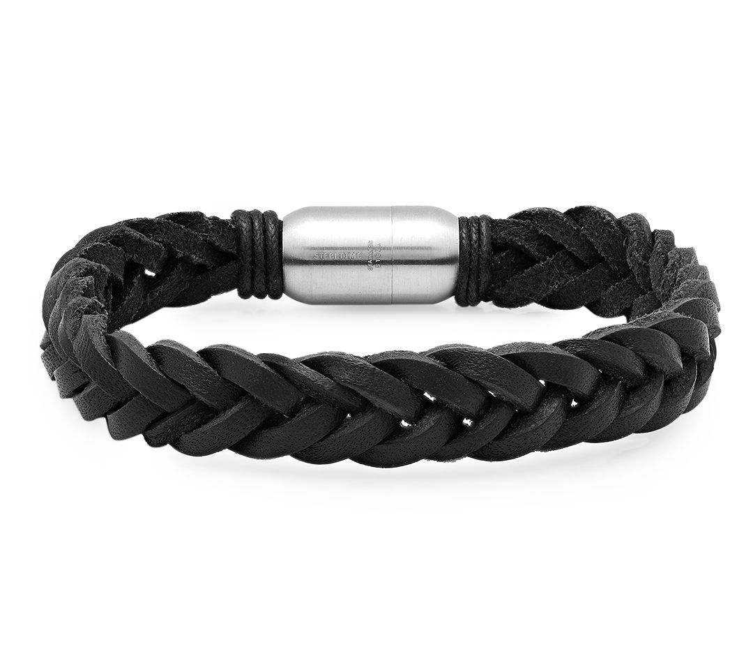 Steel By Design Men's Braided Leather Bracelet