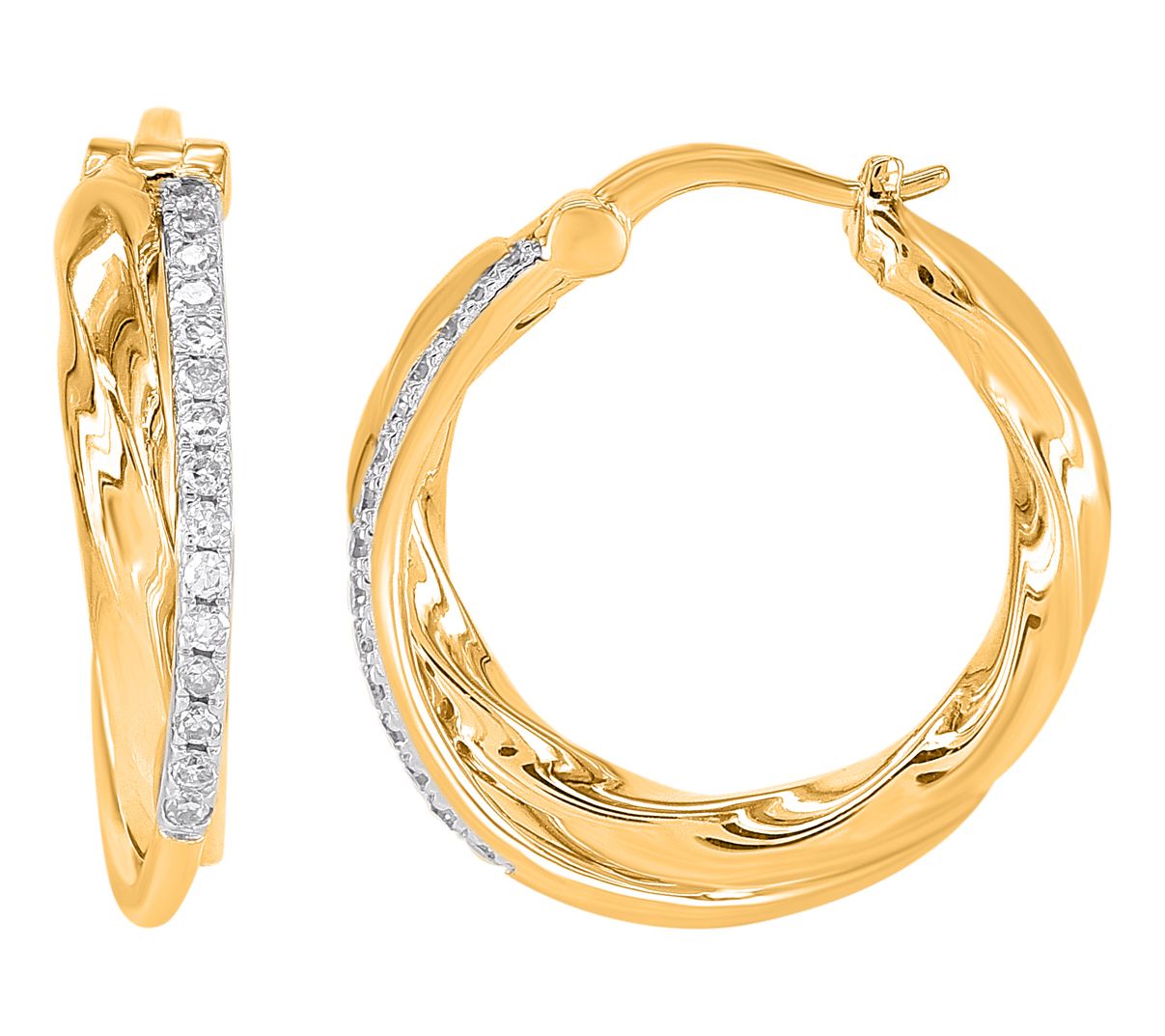 Accents by Affinity Diamond Hoop Earrings, 14KGold