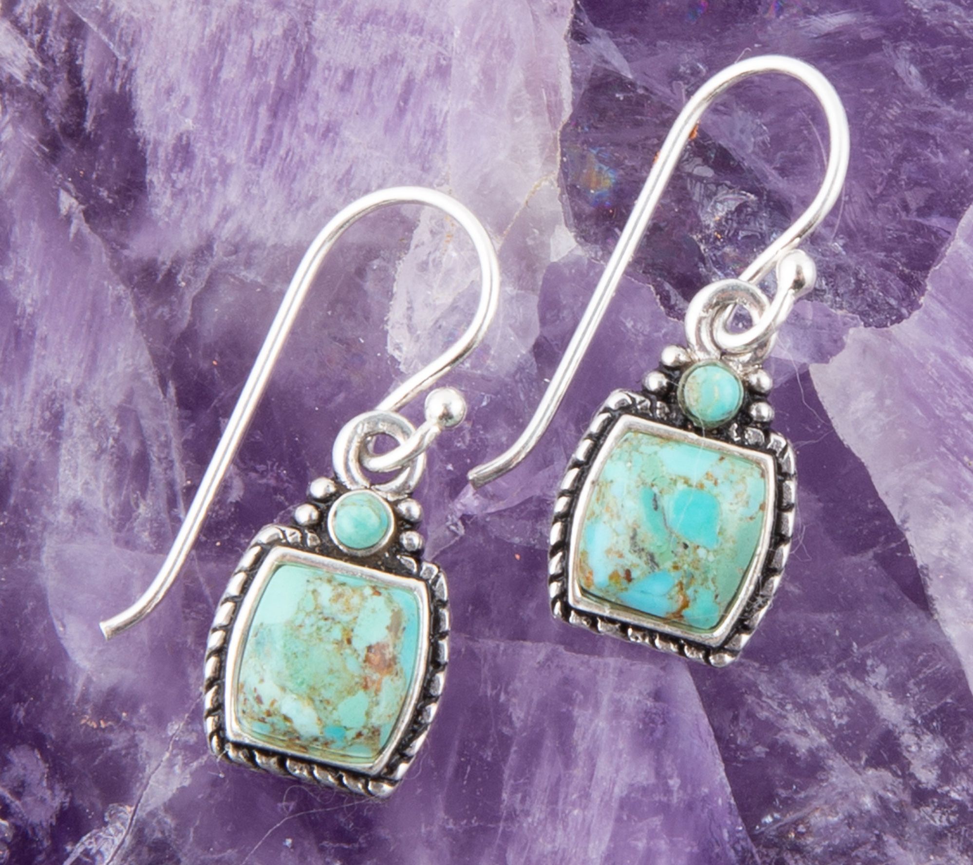Barse Artisan Crafted Delicate Composite Turquoise Earrings