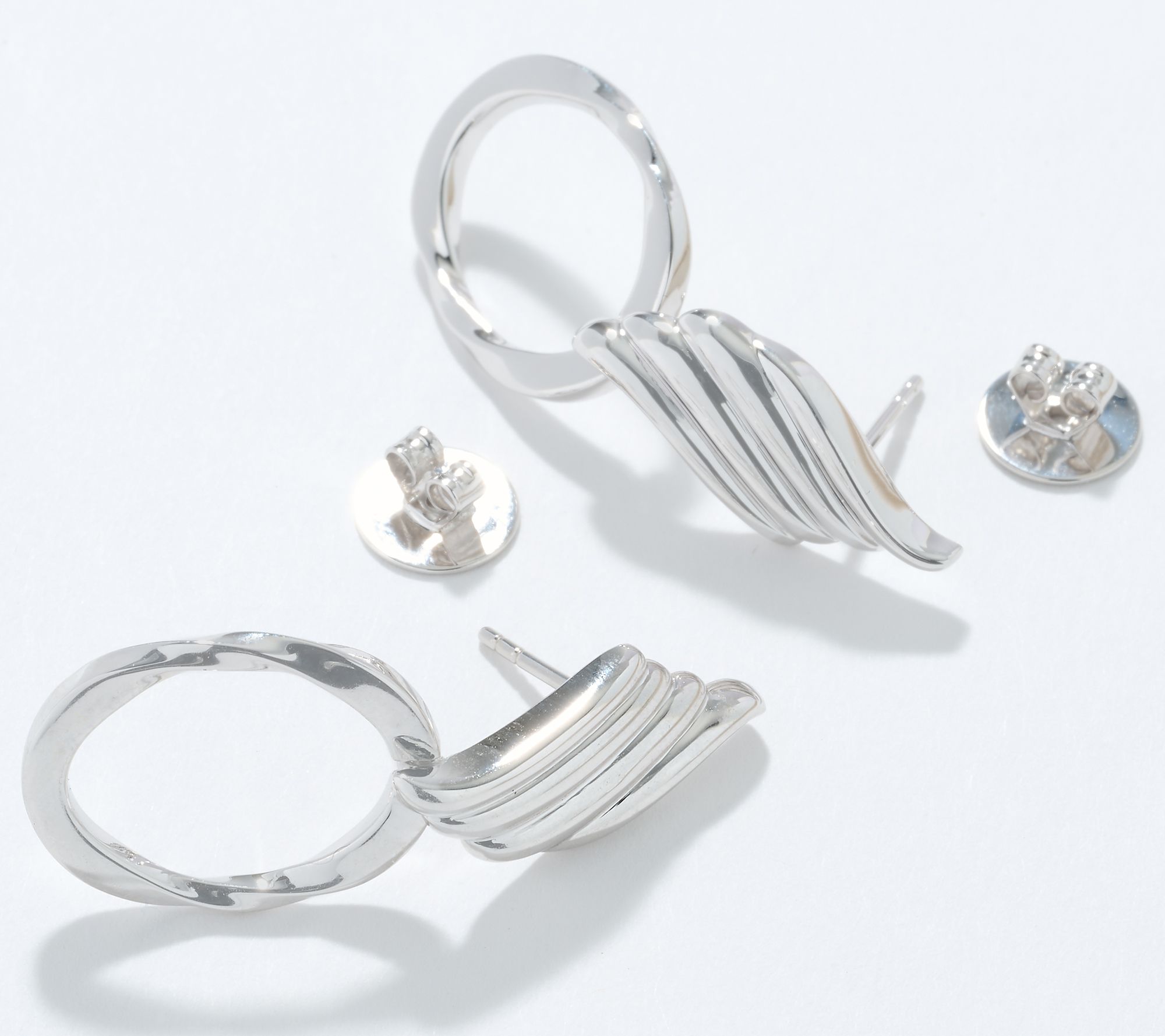 Christian James by Scott Grimes Sterling Oval Doorknocker Ripple Earrings