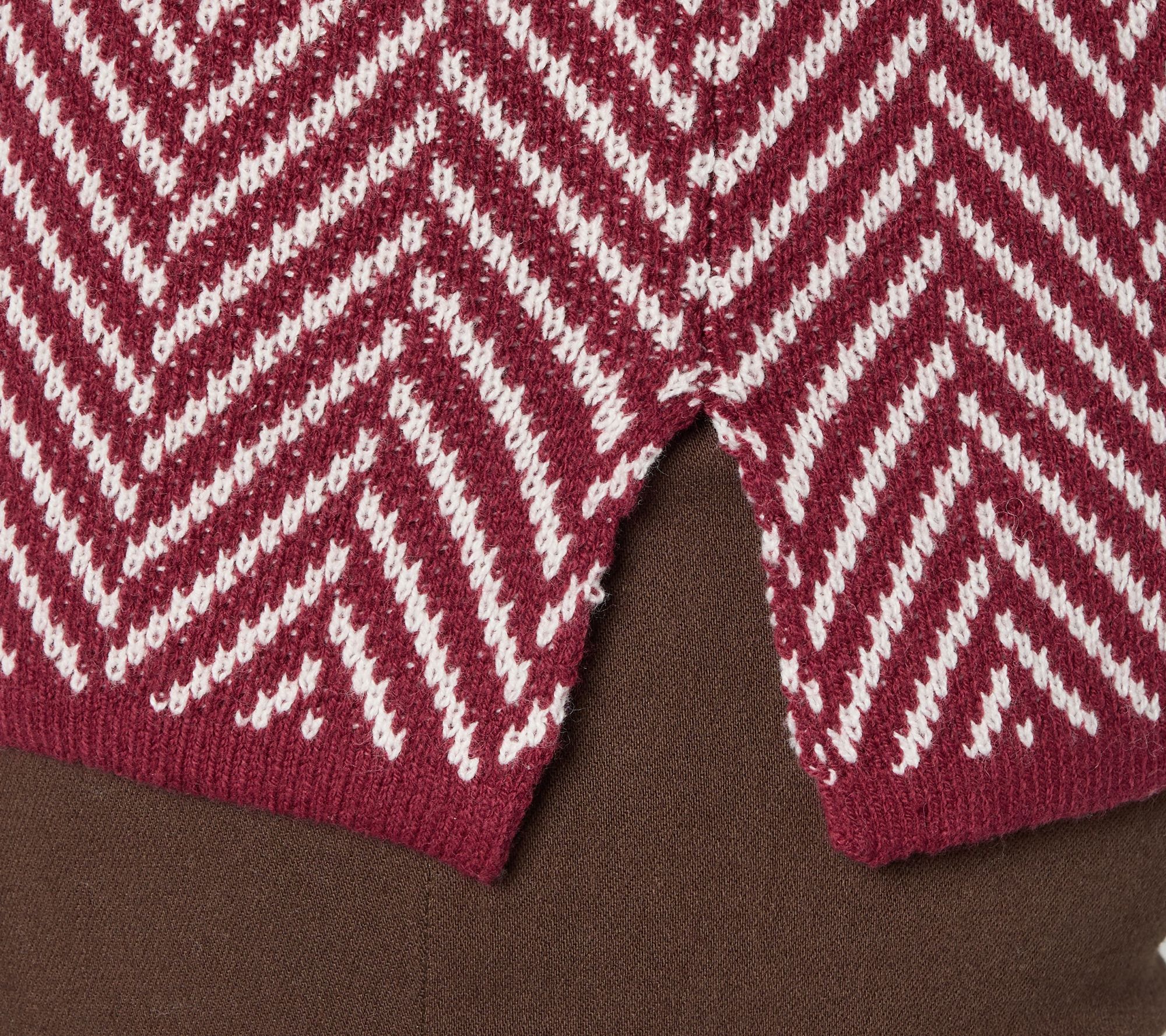 Belle by Kim Gravel Herringbone Colorblock Turtleneck