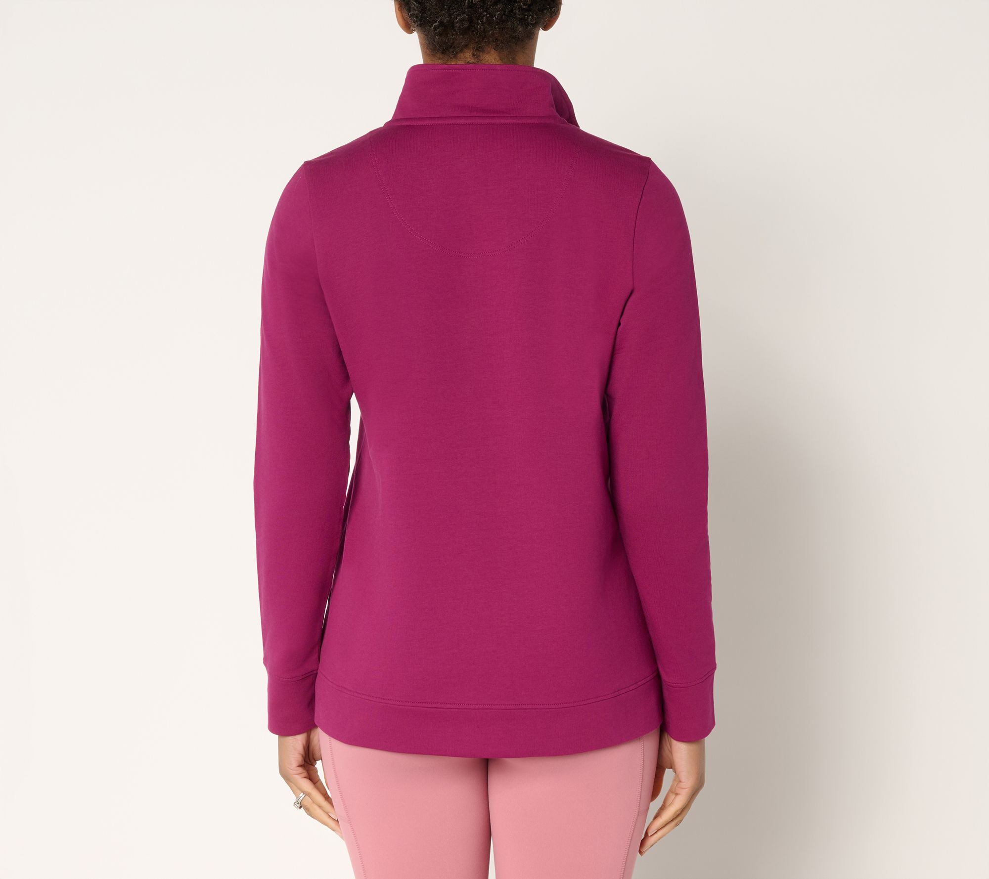 Denim & Co. Active French Terry Snap Top with Waffle Collar