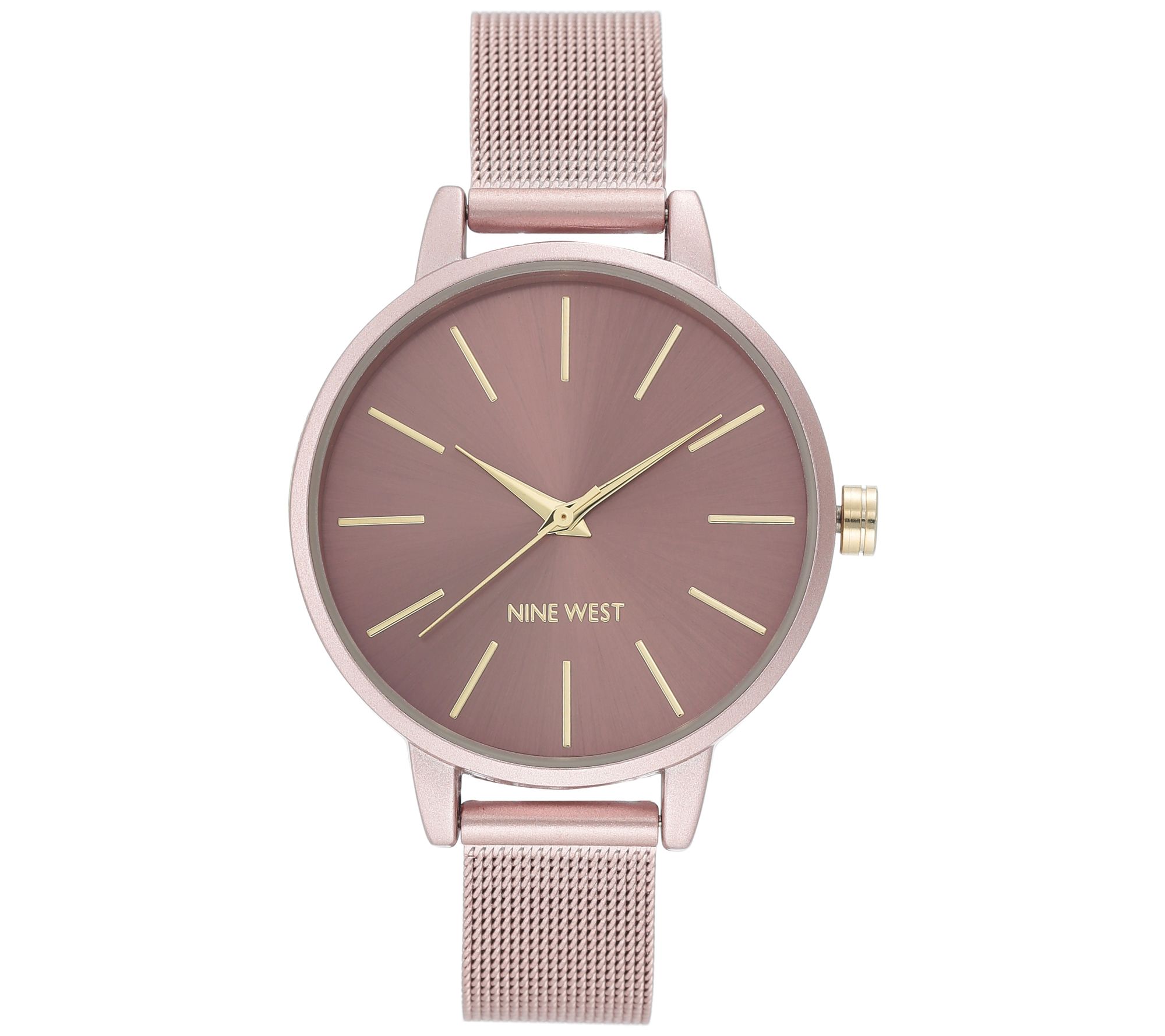 Nine West Women's Rosetone Mesh Bracelet Watch