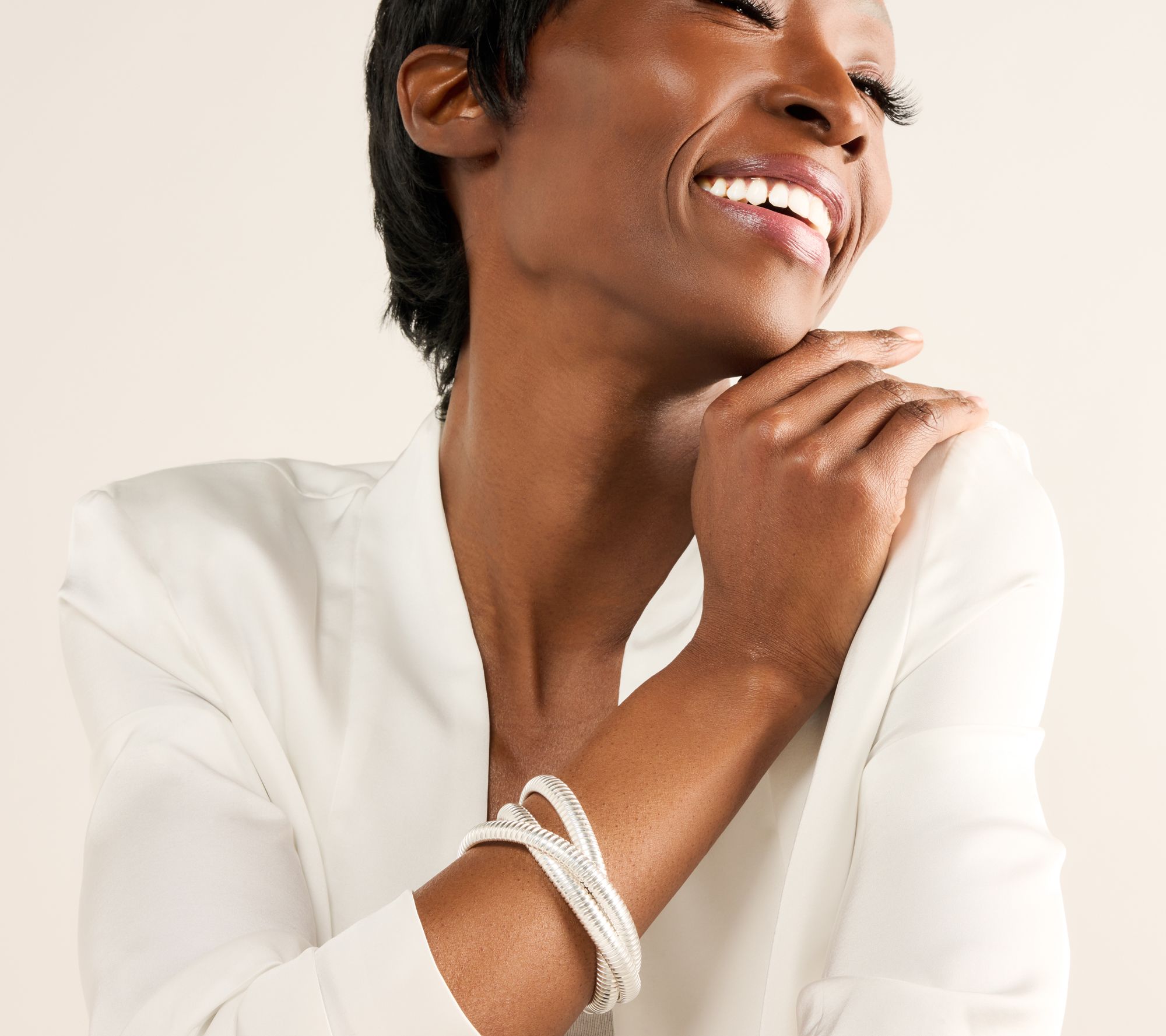 UltraFine 950 Silver Three Strand Rolling Tubogas Bracelet, 38g