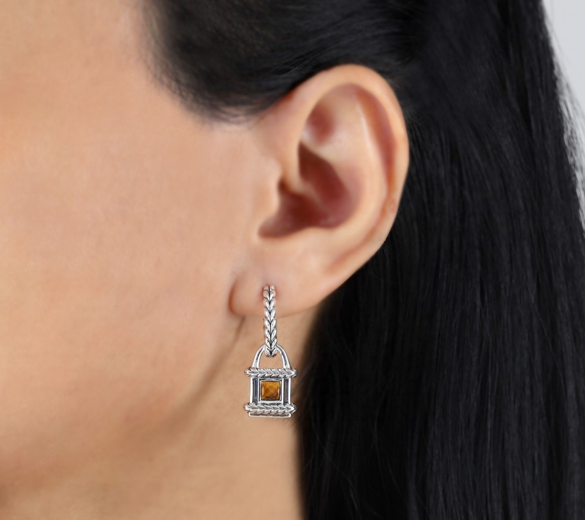 Tiffany Kay Studio Sterling Silver Tiger's EyeLocket Earrings