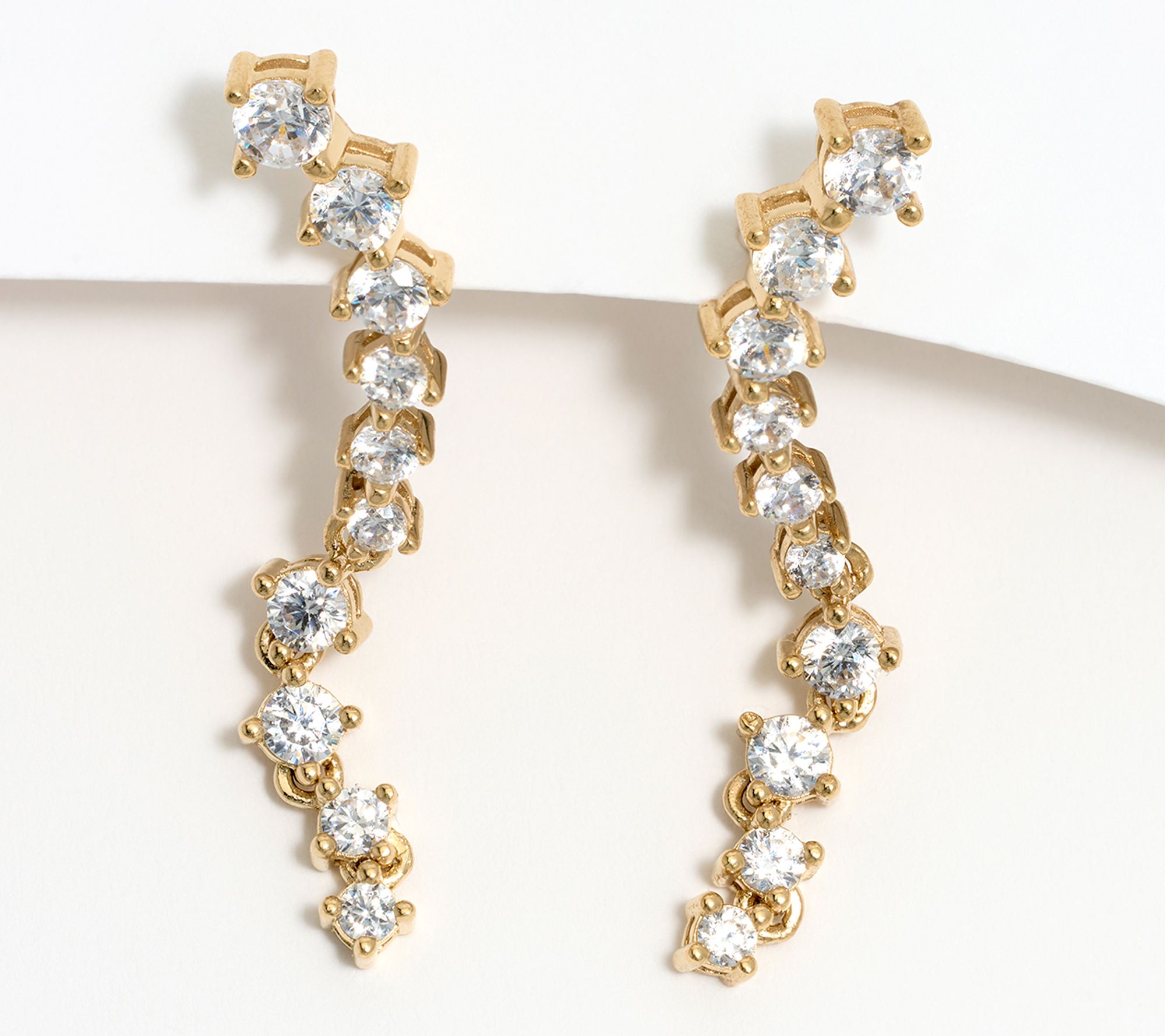 Diamonique Round Cut Drop Earrings, Sterling Silver