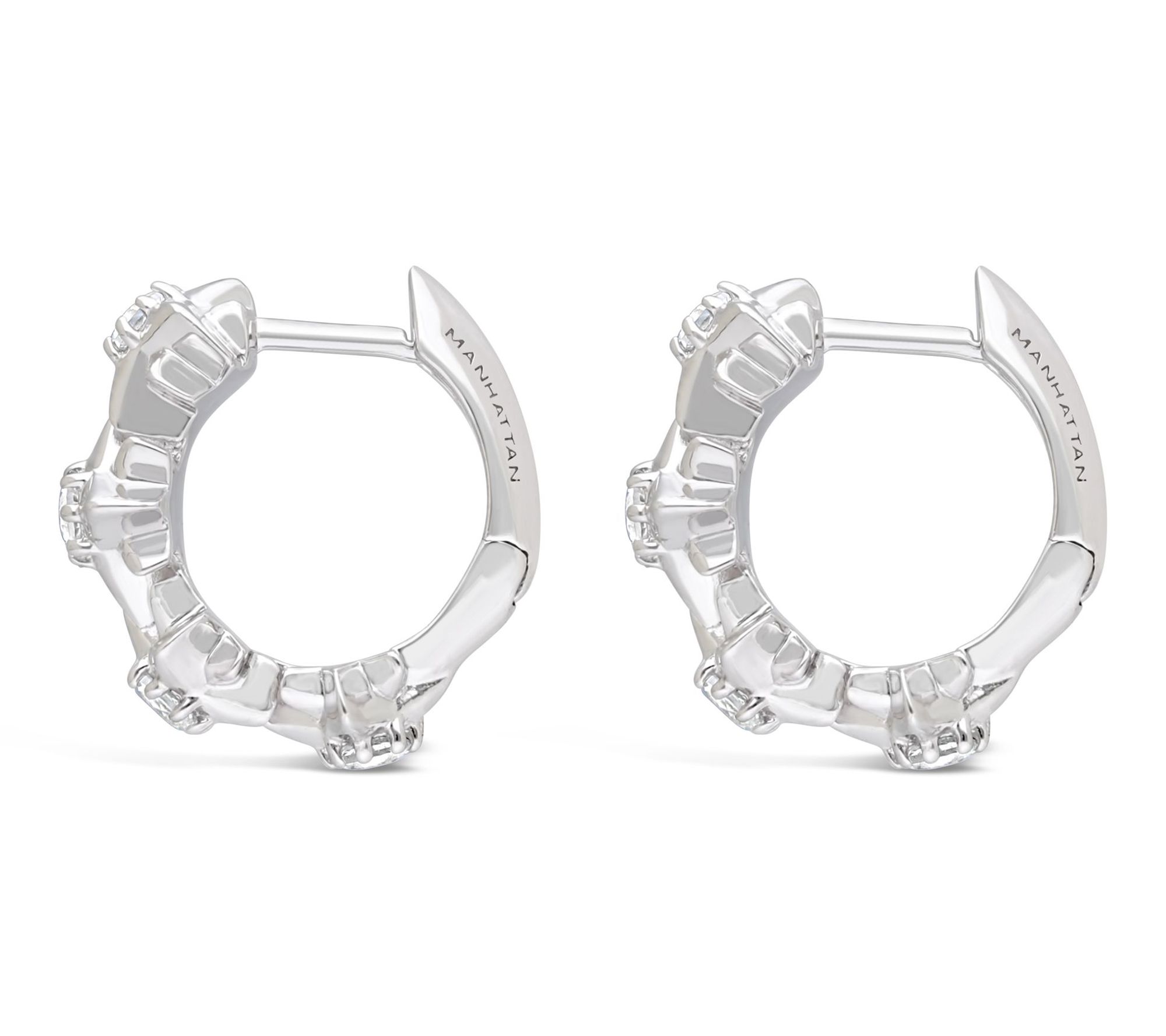 Margo Manhattan Sterling White Topaz StarlightHoop Earrings