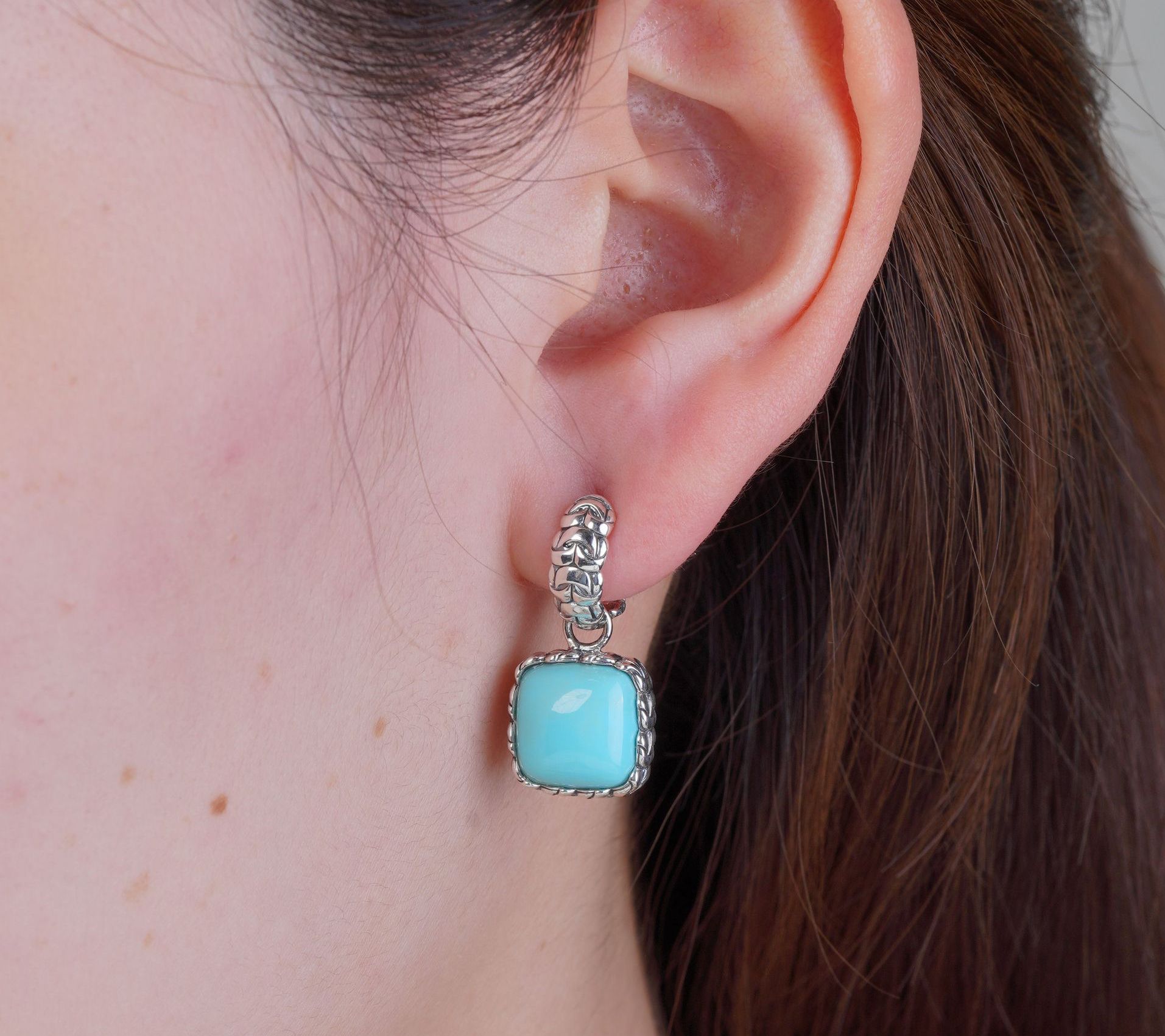 Tiffany Kay Studio Sterling Turquoise Hinged Hoop Earrings