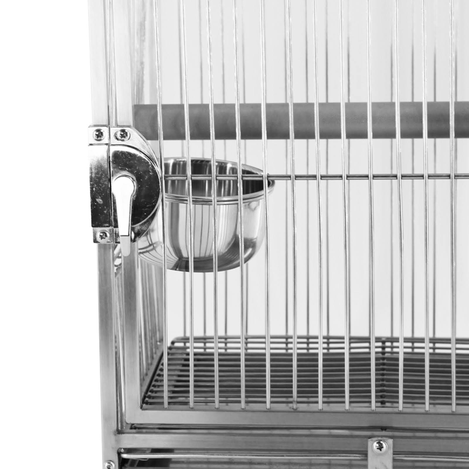Pawhut 25x22 Dome Top Stainless Steel Parrot Travel Cage Bird Cage Carrier with Handle Perch
