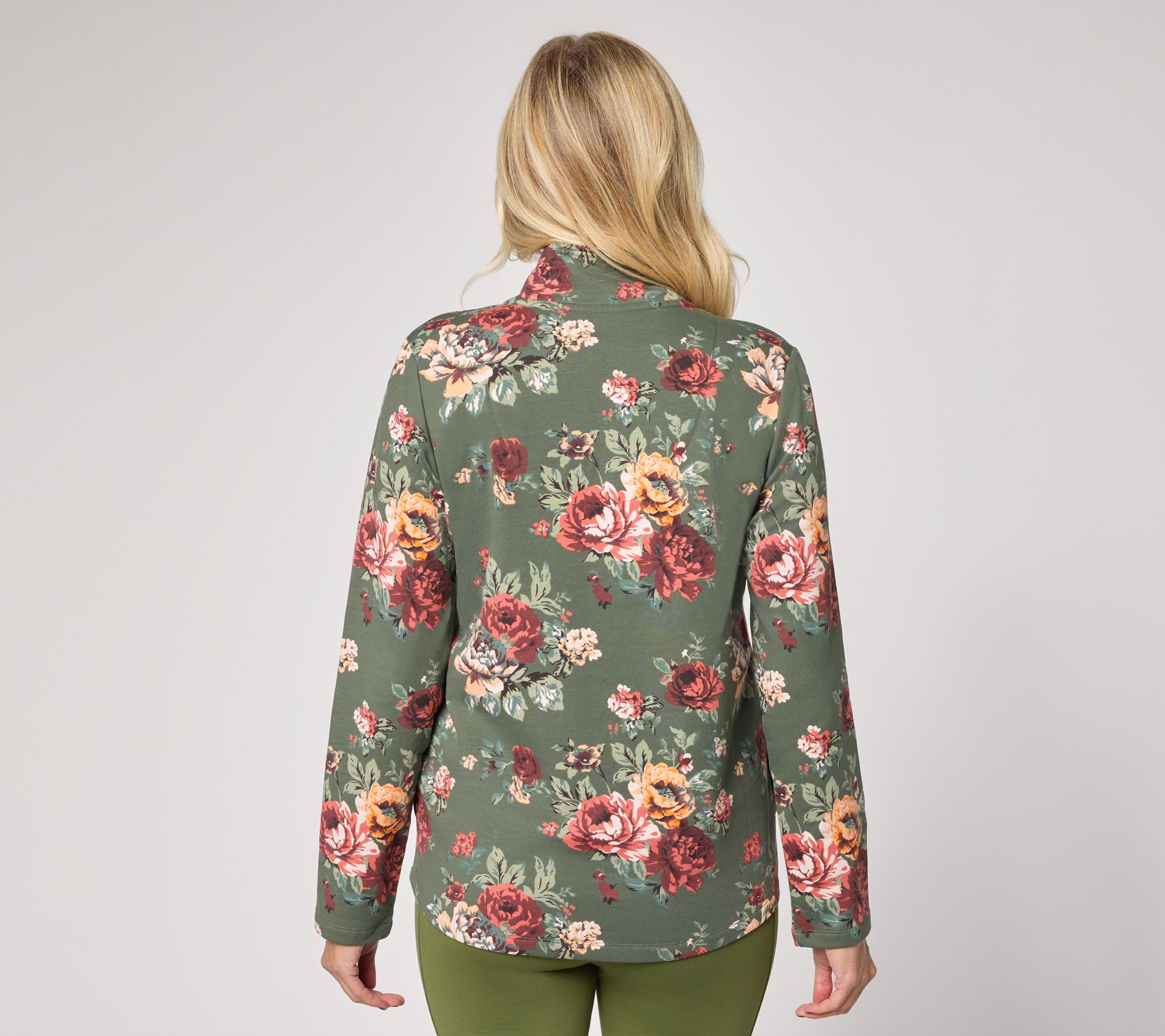 Denim & Co. Active Brushed Back French Terry Half Zip Top