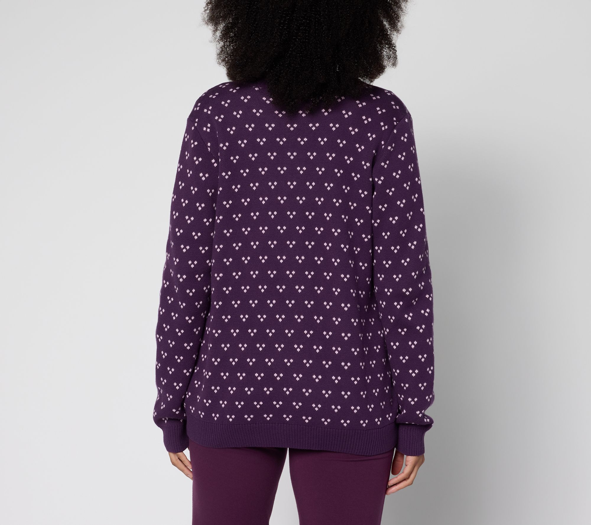 Denim & Co. Archives Zip Front Placed Motif Cardigan