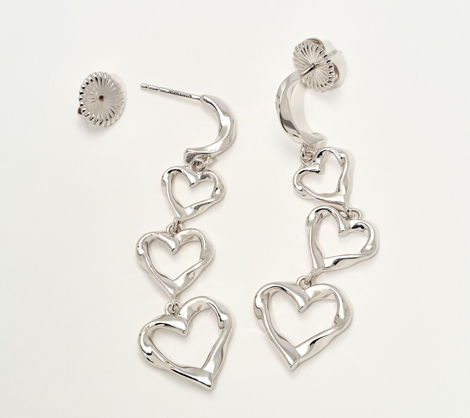 Christian James by Scott Grimes Sterling Silver Triple Heart Drop Earrings