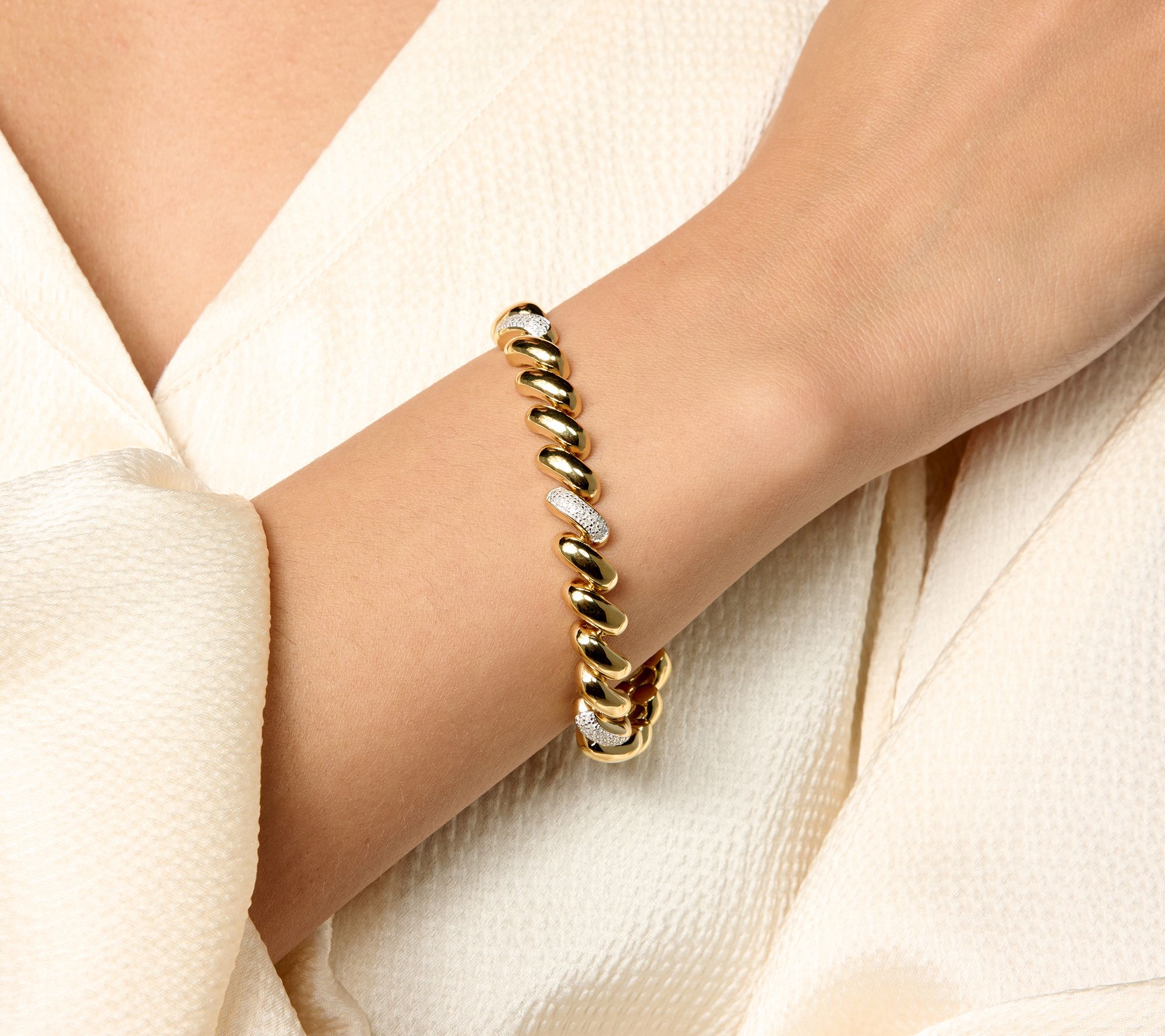 Accents by Affinity Pave 0.25 cttw San Marco Chain Bracelet, Sterl