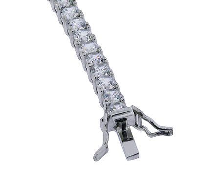 Diamonique Round Prong Set Tennis Bracelet, Platinum Clad