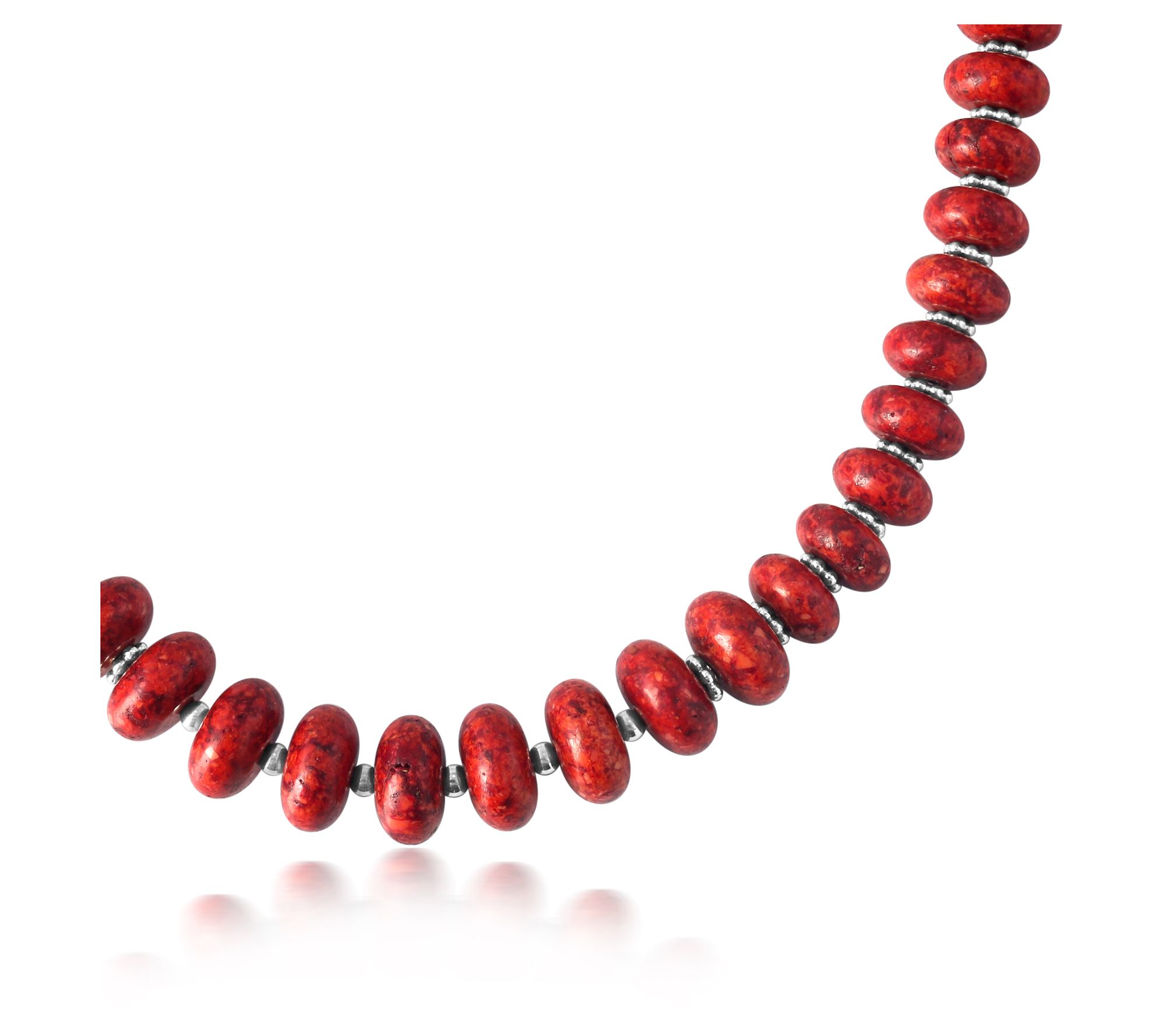 American West Sterling Sponge Coral Bead ToggleNecklace