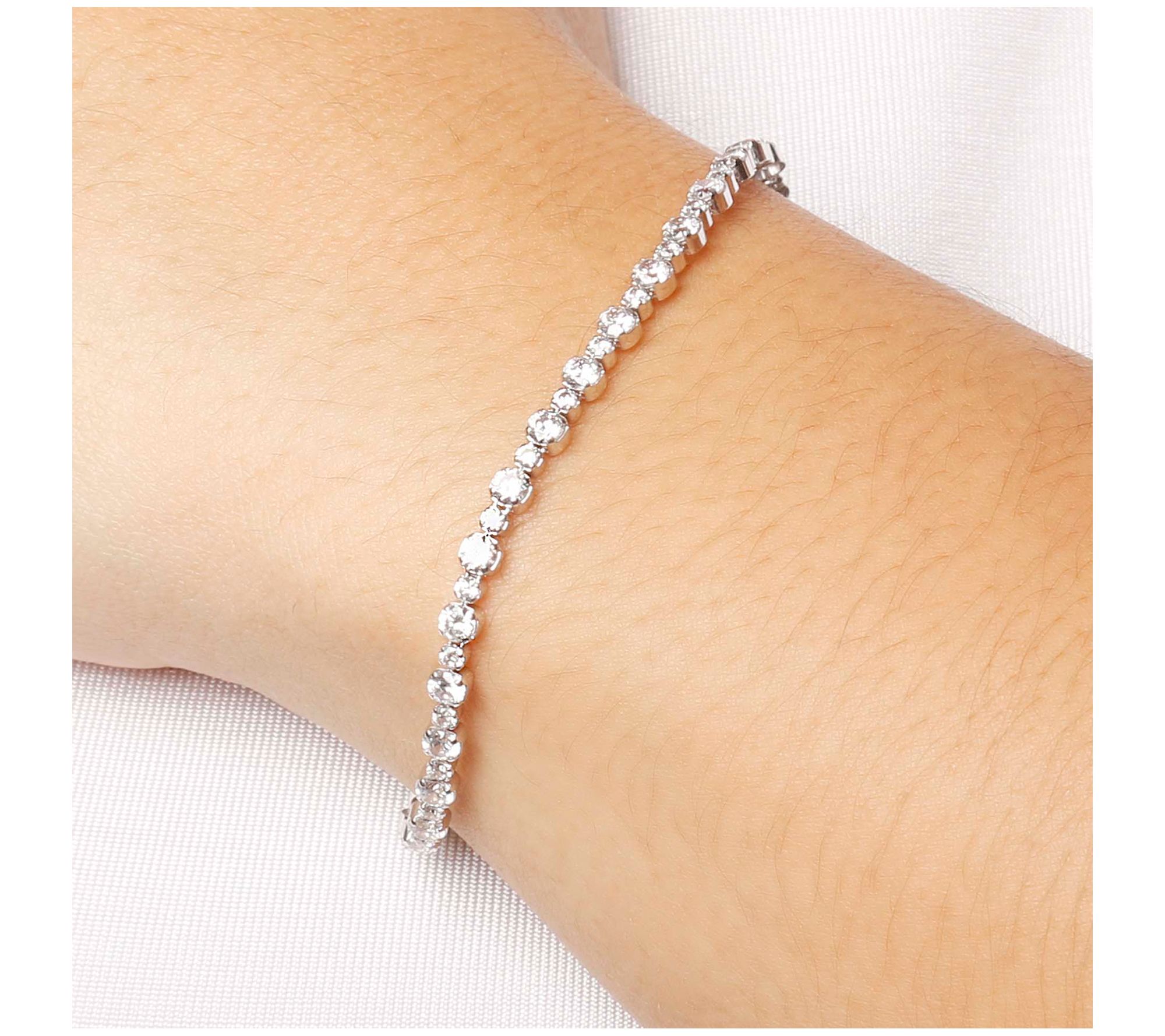 Diamonique Alternating Round Cut Tennis Bracelet, Sterling