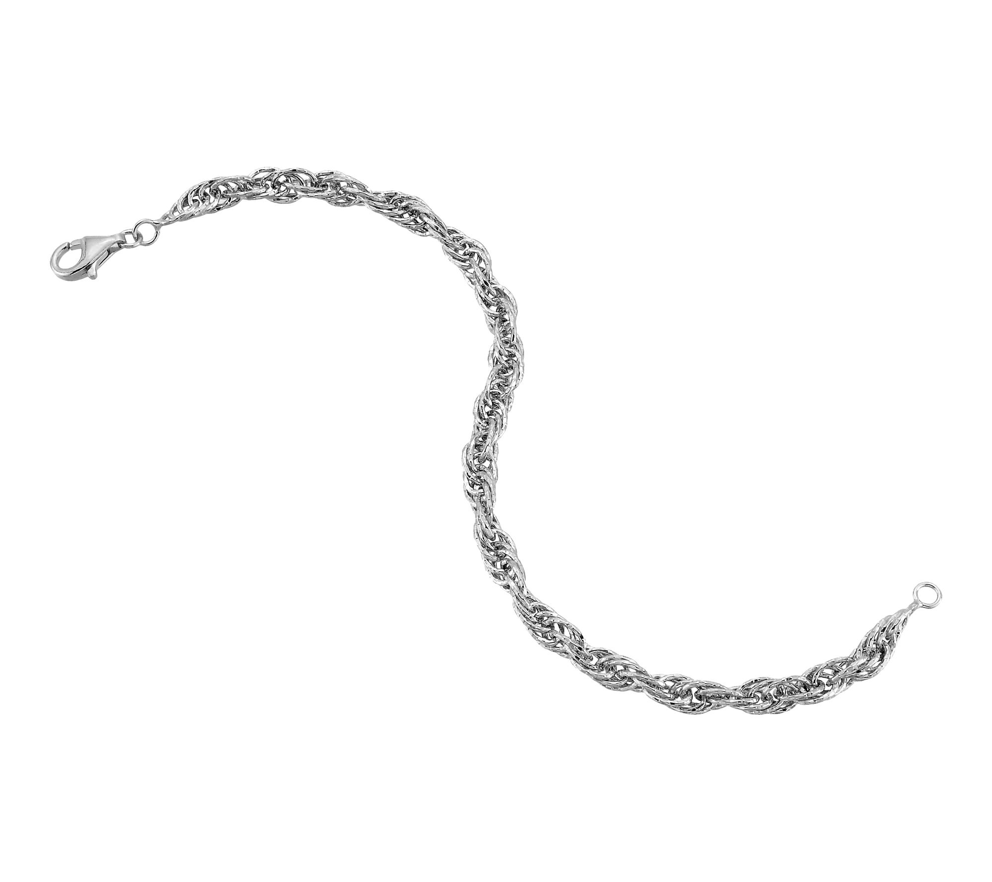 Silver Style Diamond Cut Rope Chain Bracelet, Sterling