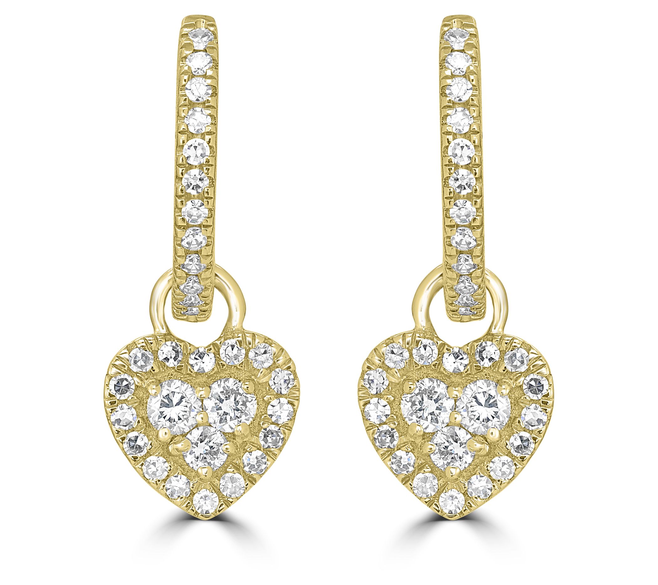 Affinity Diamonds 0.35 cttw Heart Charm Hoop Earrings,14K Gol