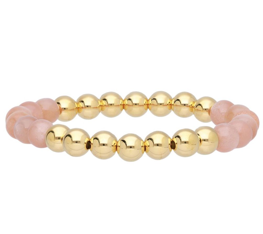 Elyse Ryan 14K Gold Clad & Orange Moonstone Bead Bracelet
