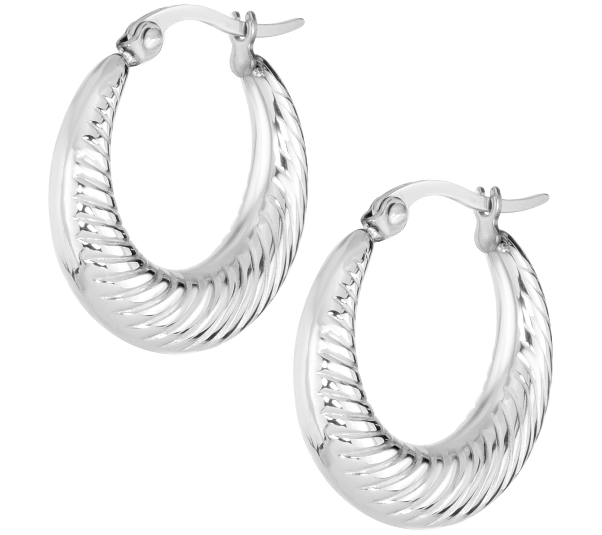 Steel by Design Graduated Textured Hoop Earrings