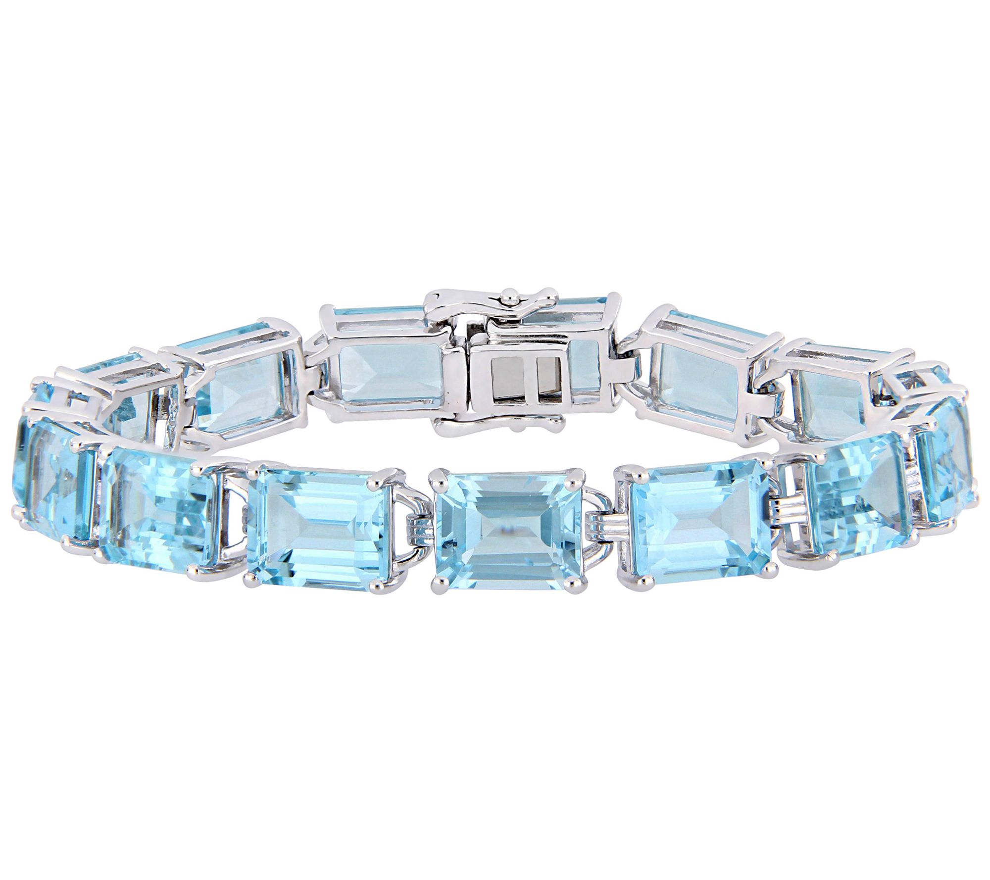 Sterling Silver 59.70 cttw Sky Blue Topaz Tennis Bracelet