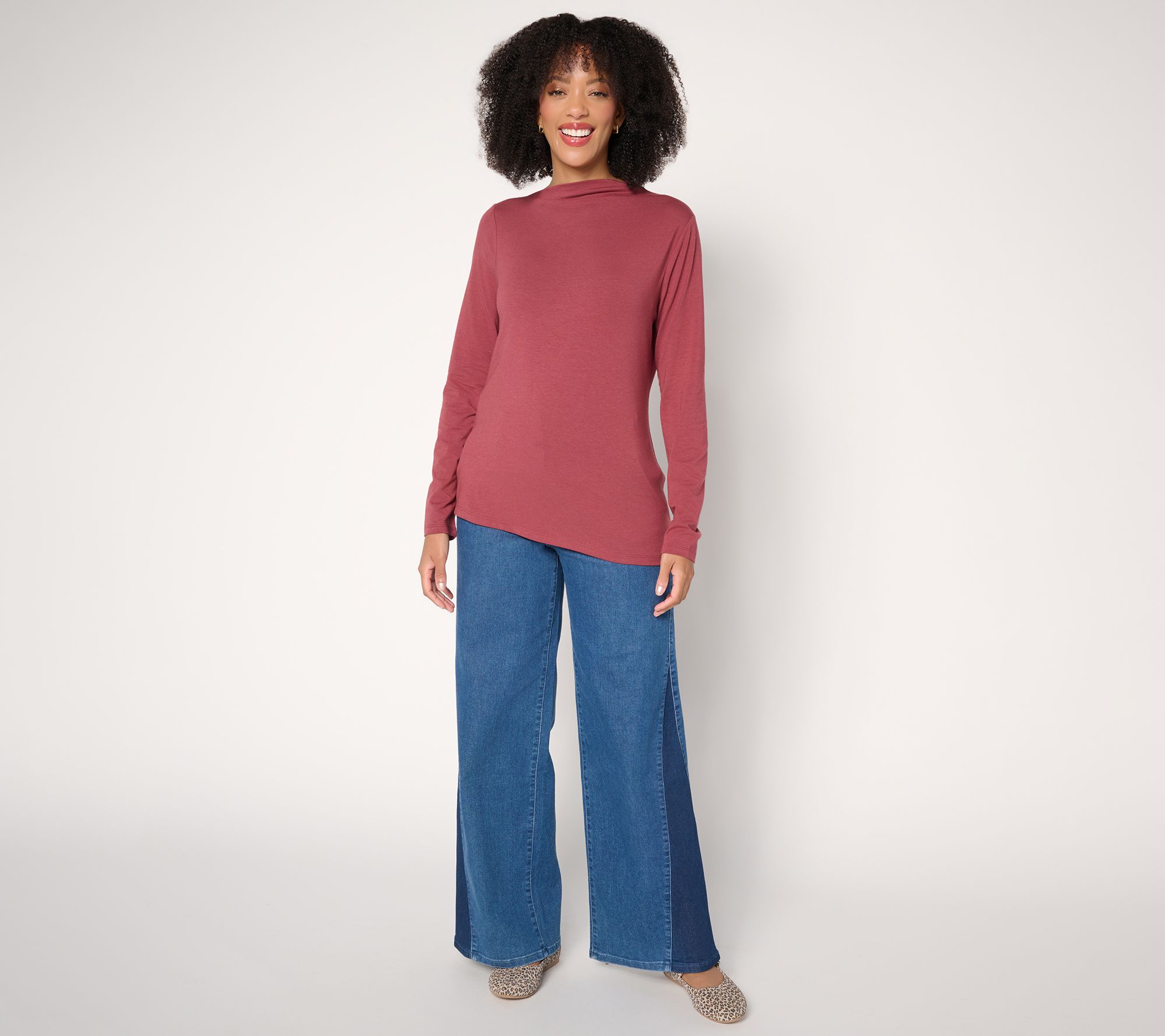 Me by Jennie Garth Windy Asymmetric Long-Sleeve Top